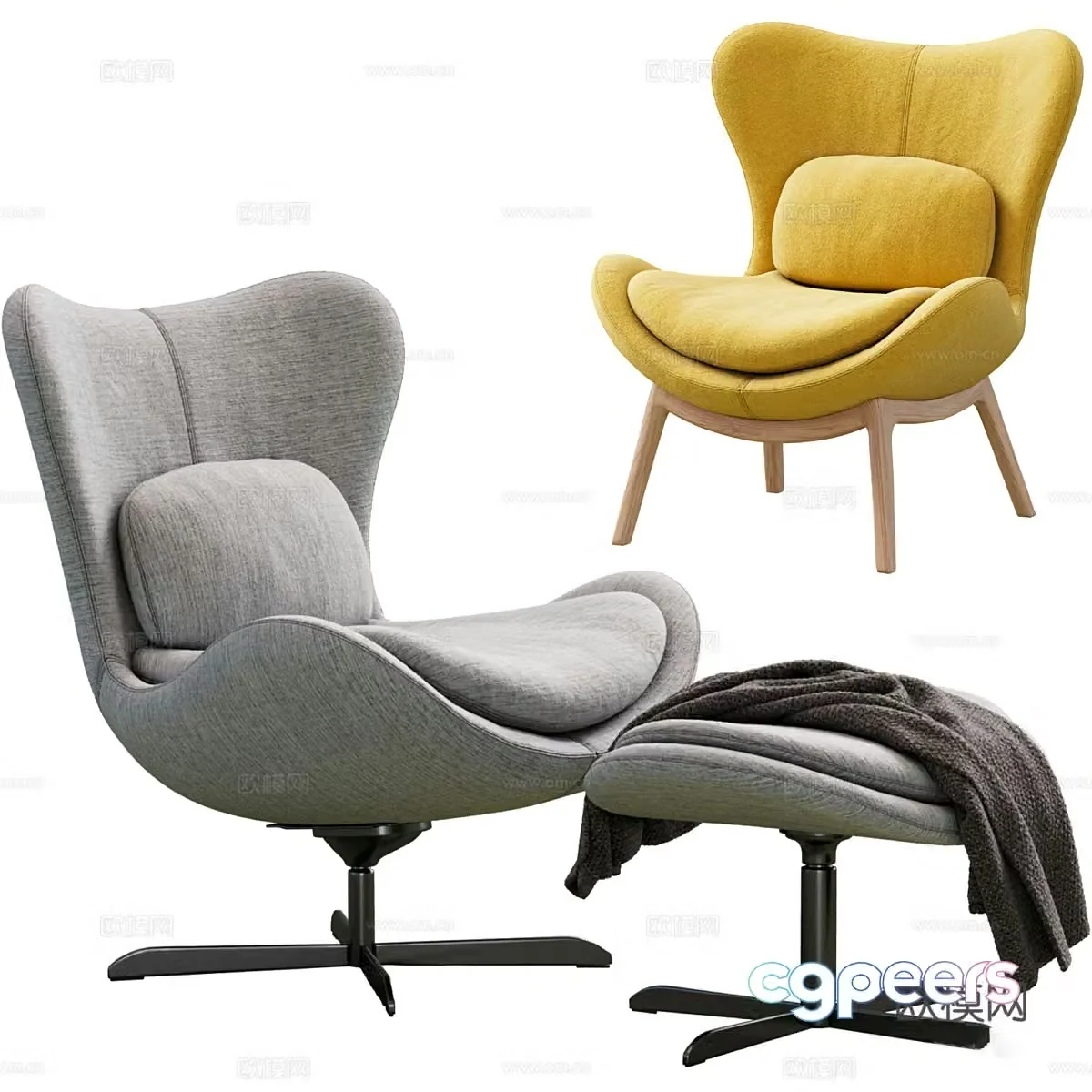 Modern Italian fabric lounge chair 3d model
