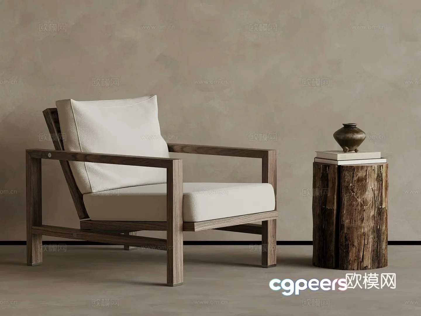 New Chinese style leisure chair recliner side 3D model