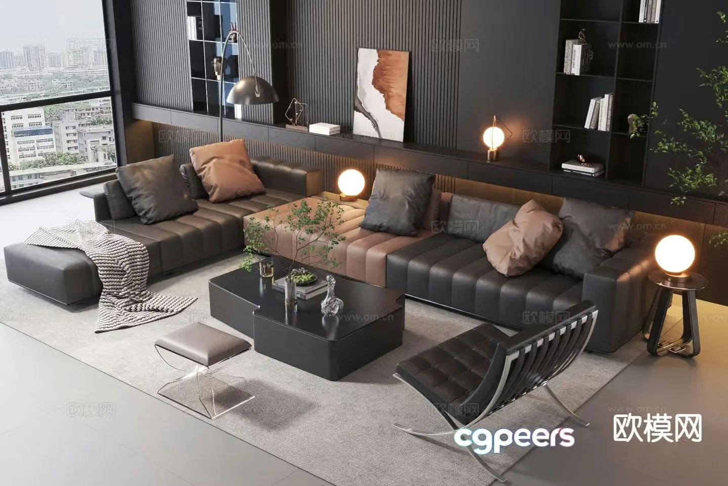 Italian sectional sofa 3d model