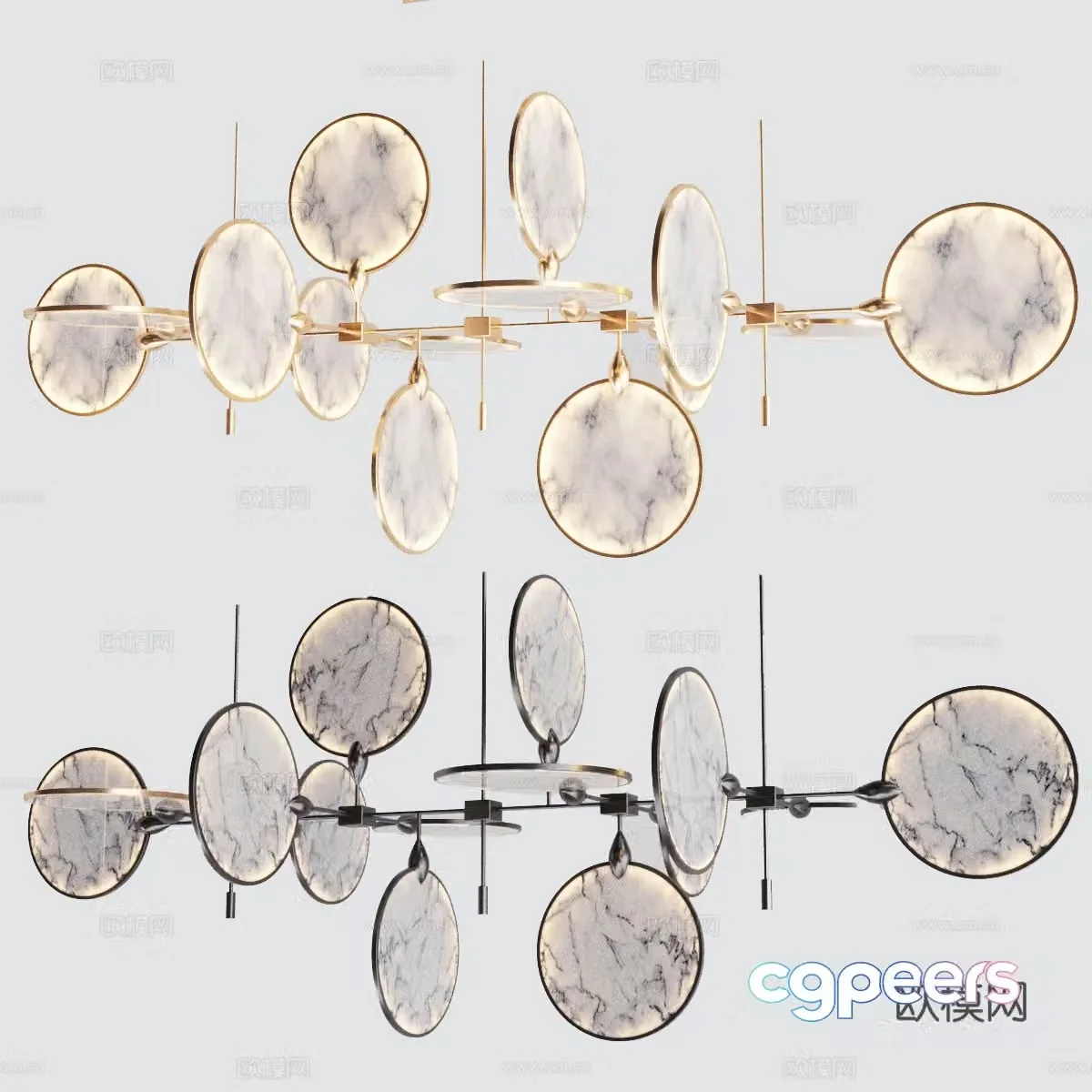 New Chinese marble Craft chandelier 3D model