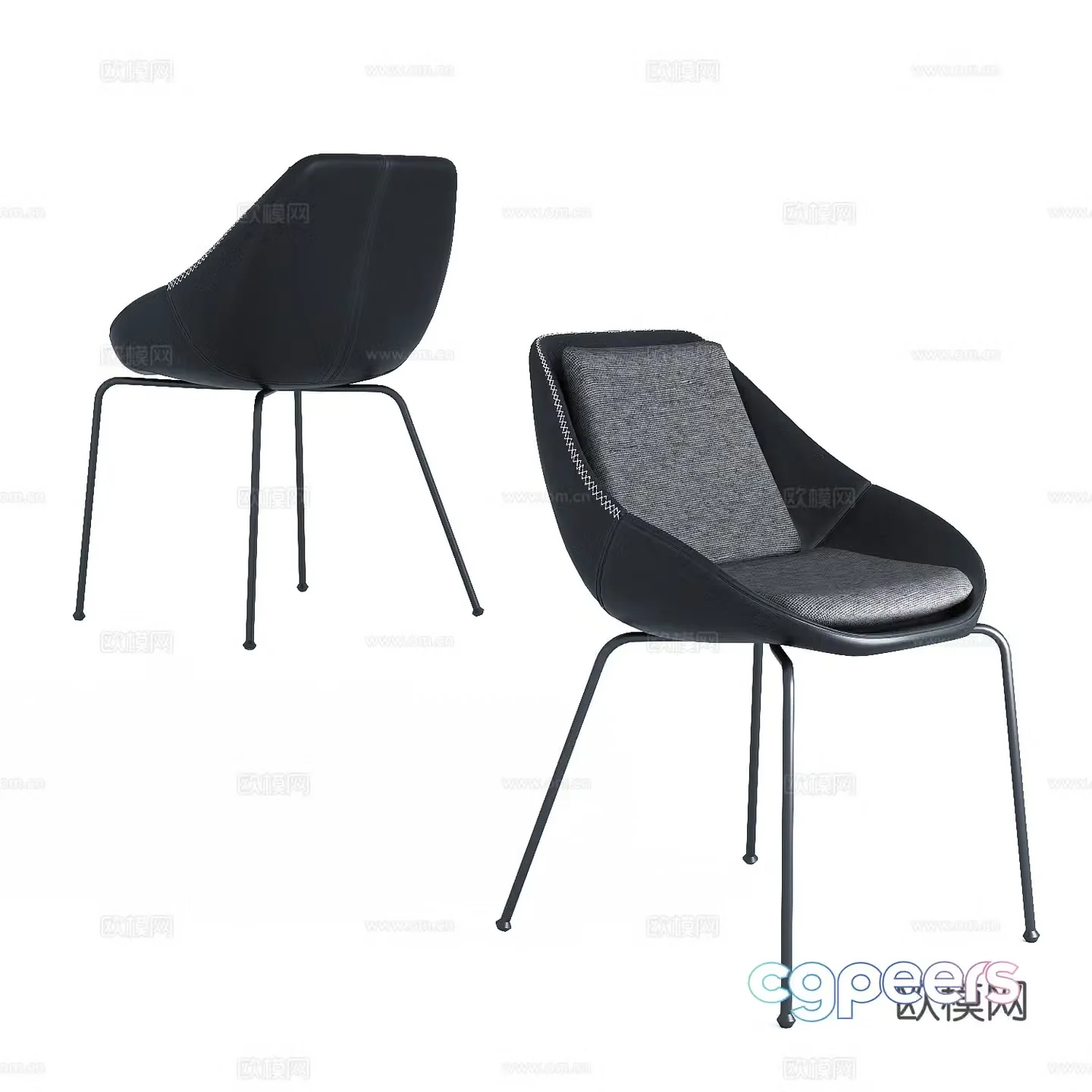 Modern Italian minimalist leather single chair 3d model
