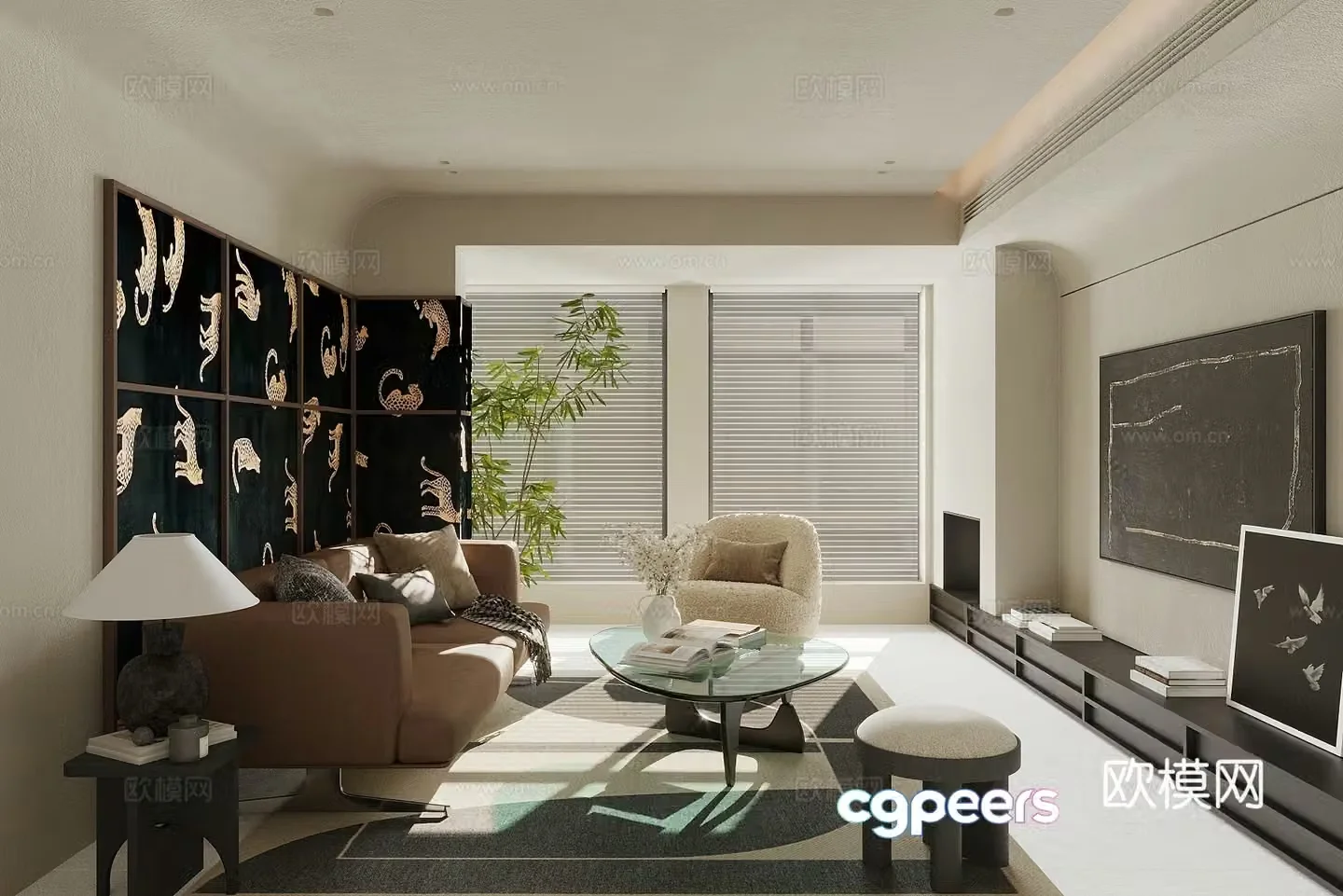 Middle-aged living room 3d model