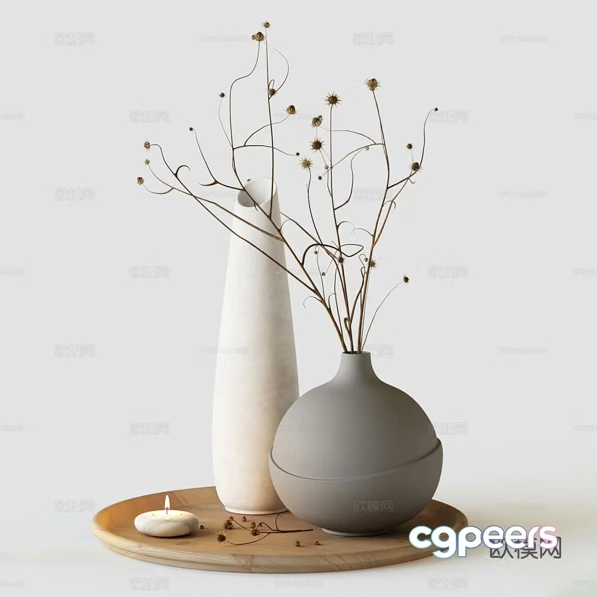 New Chinese style flower art dried flowers 3D model