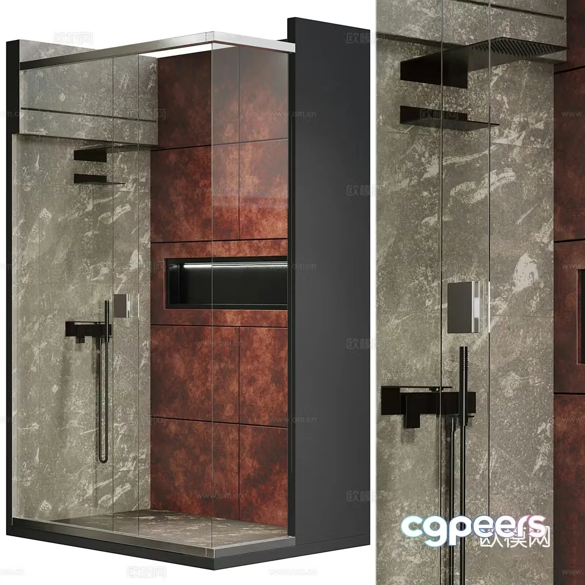 Modern Italian shower room 3d model