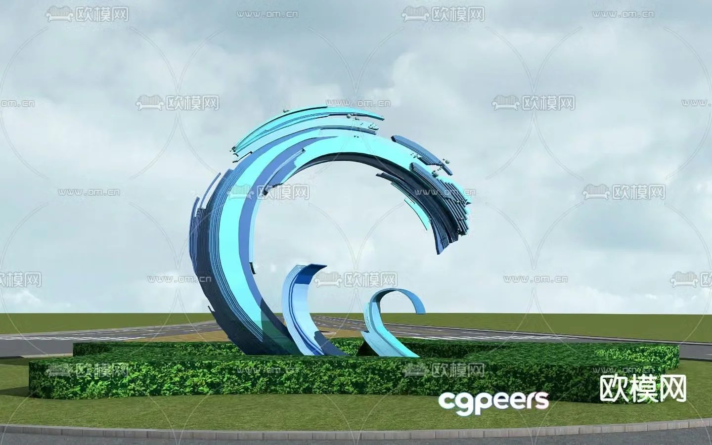 Landscape sketch water sculpture 3D model