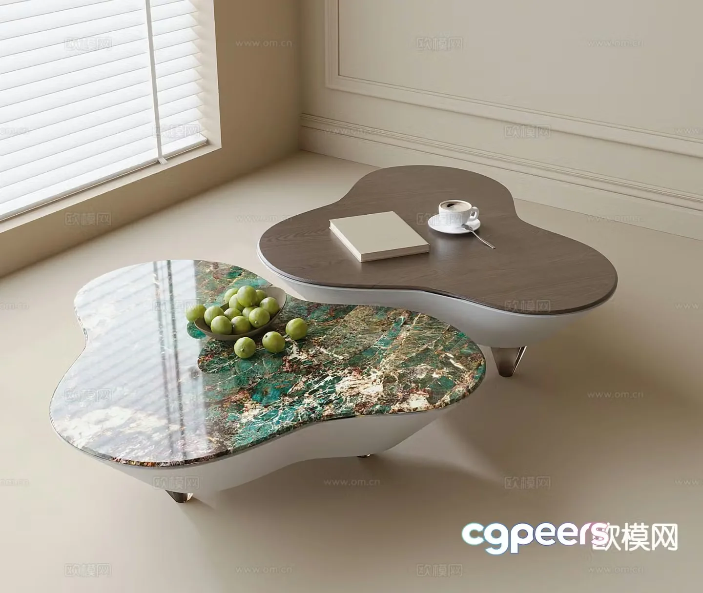 Special-shaped coffee table Mother-and-son coffee table 3D model
