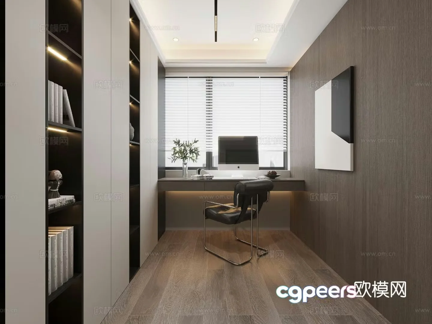 Modern study room 3d model