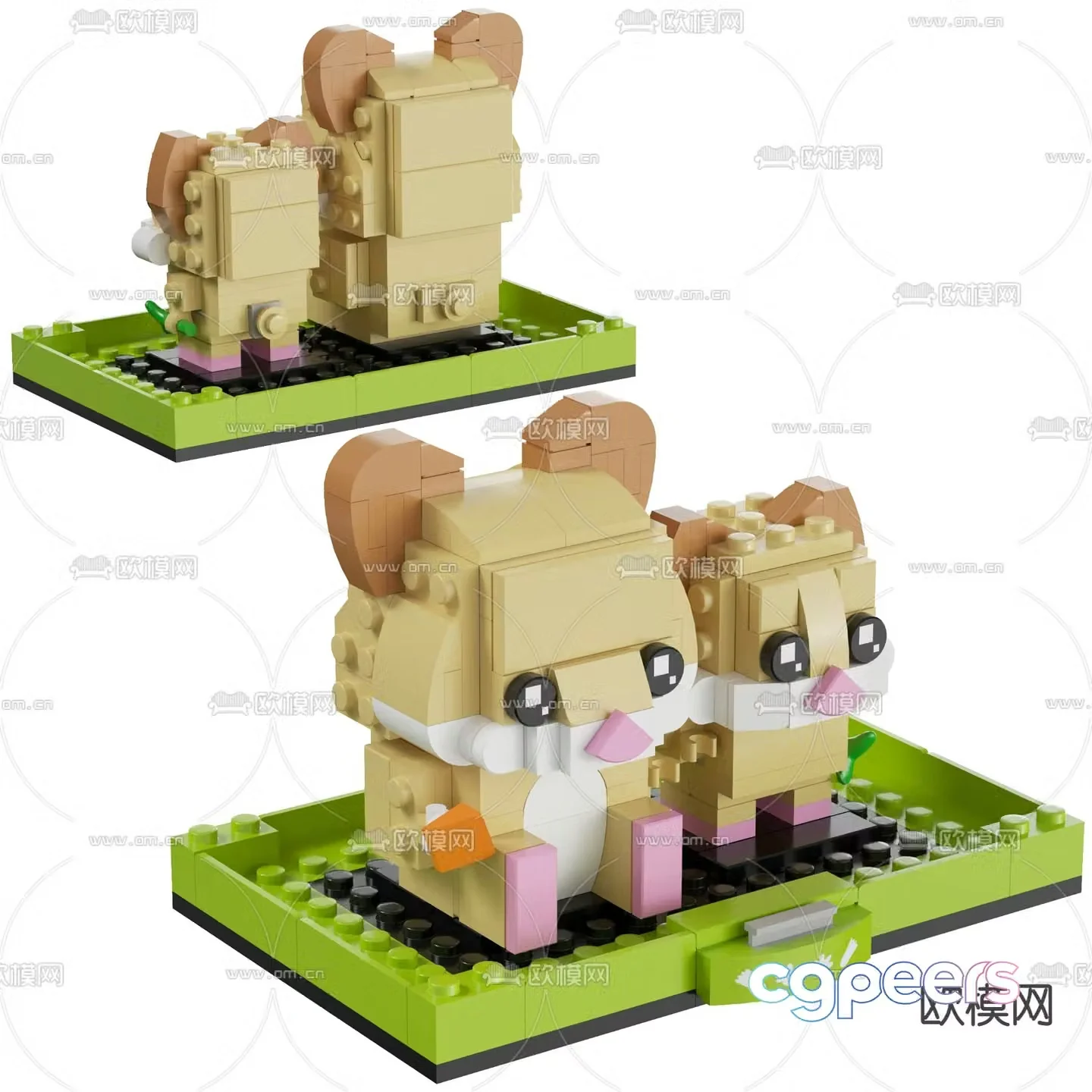 Modern building block hamster toy 3d model