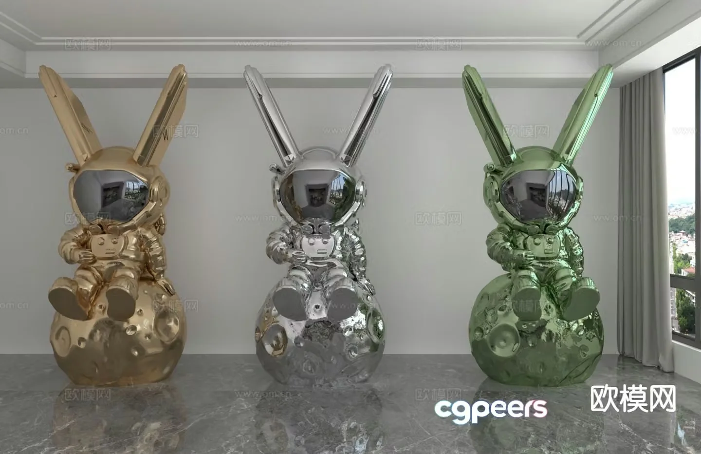 Modern color laser astronaut trendy ornament 3D model