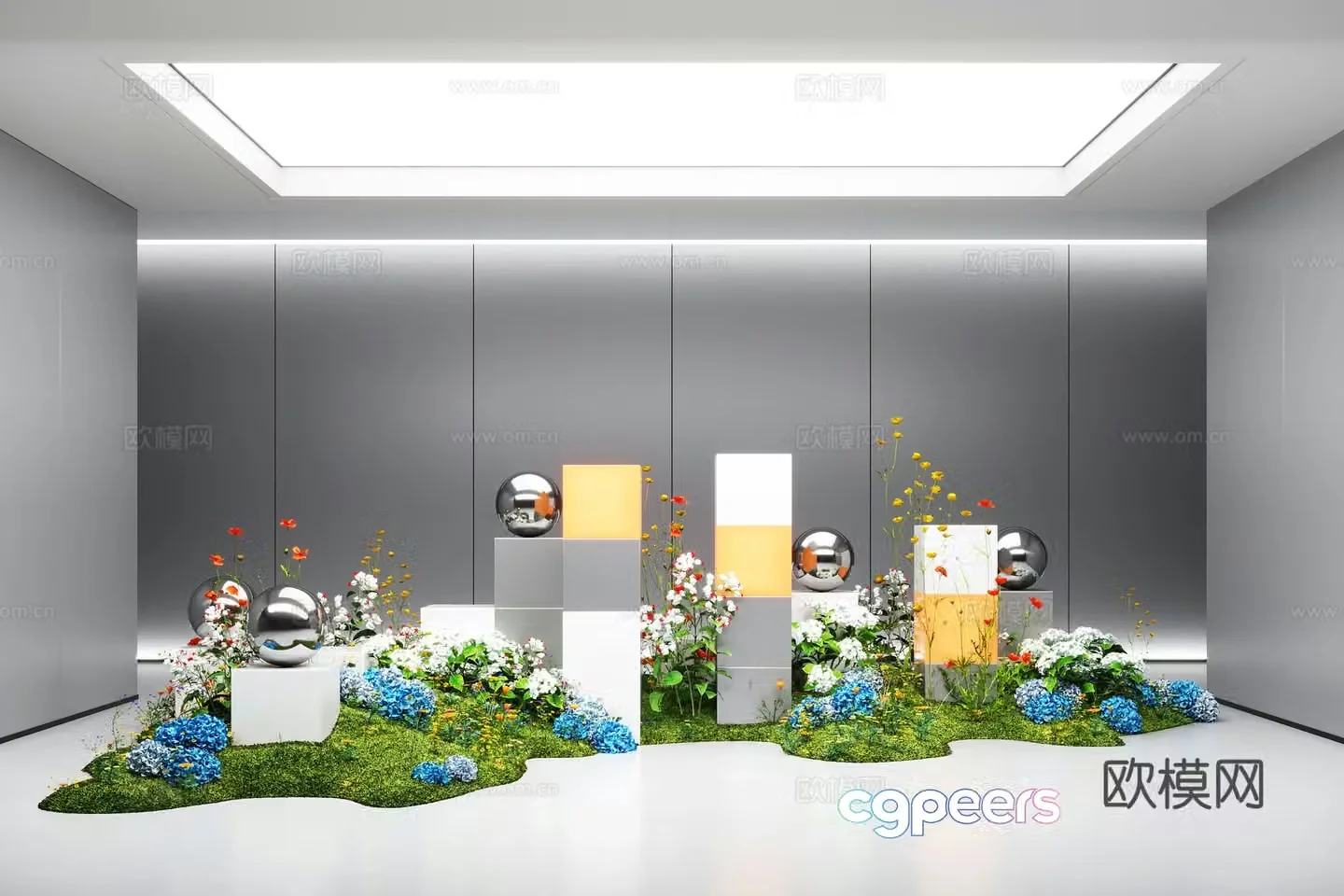 Modern interior landscape landscaping Moss landscape moss landscaping Metal installation sculpture 3D model