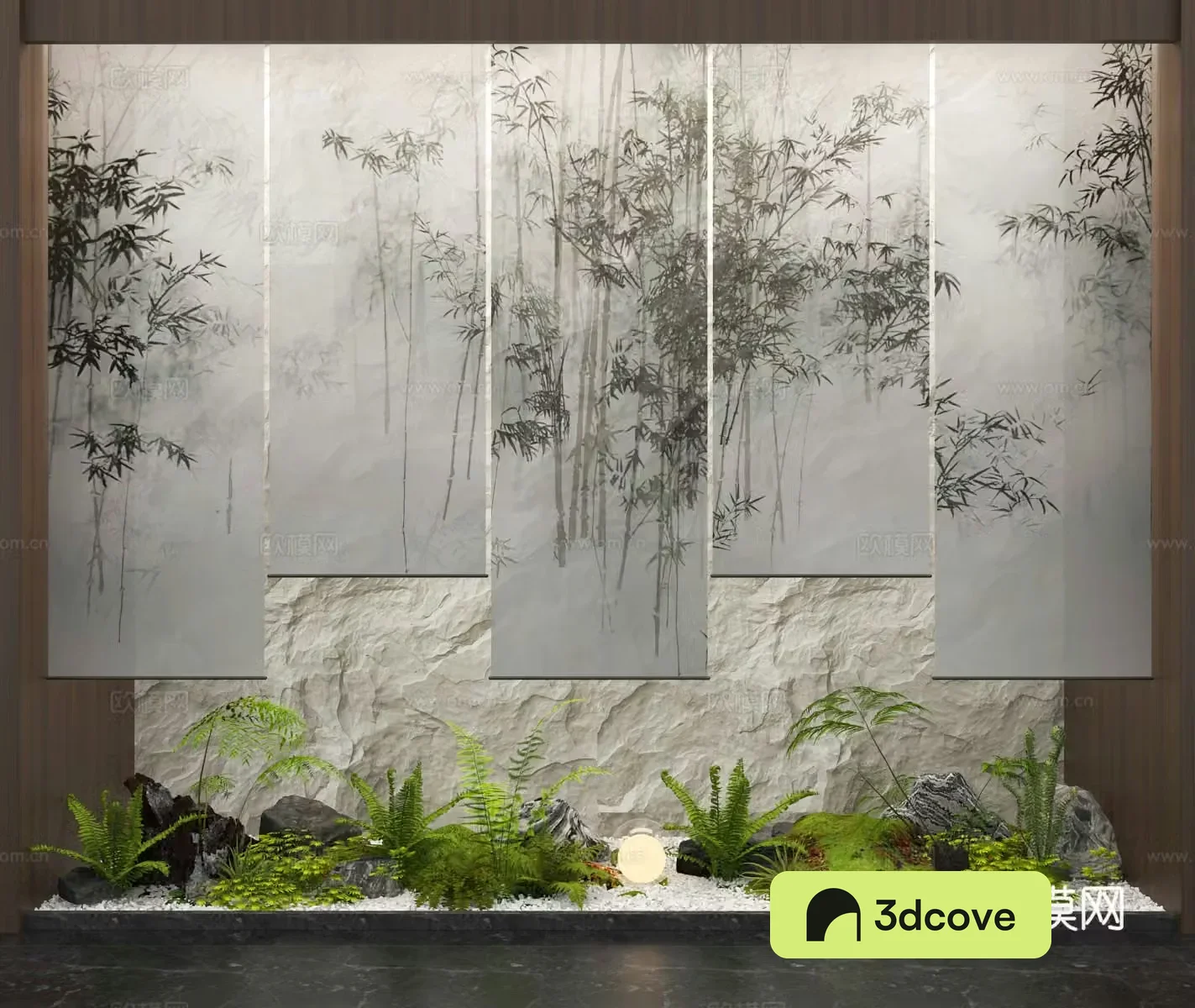 New Chinese-style indoor landscaping bamboo curtain gauze curtain