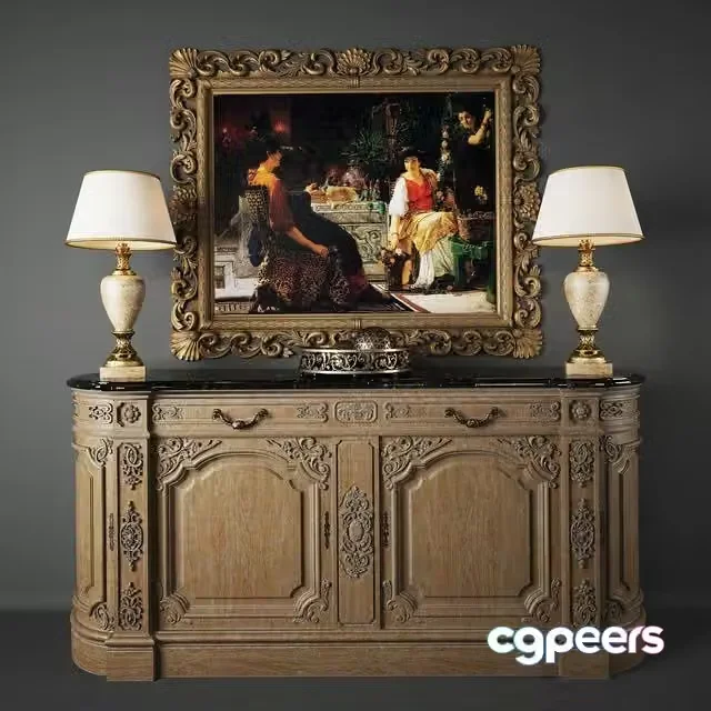 3ds Max Free – Provasi Sideboard 0674 + Decorative set