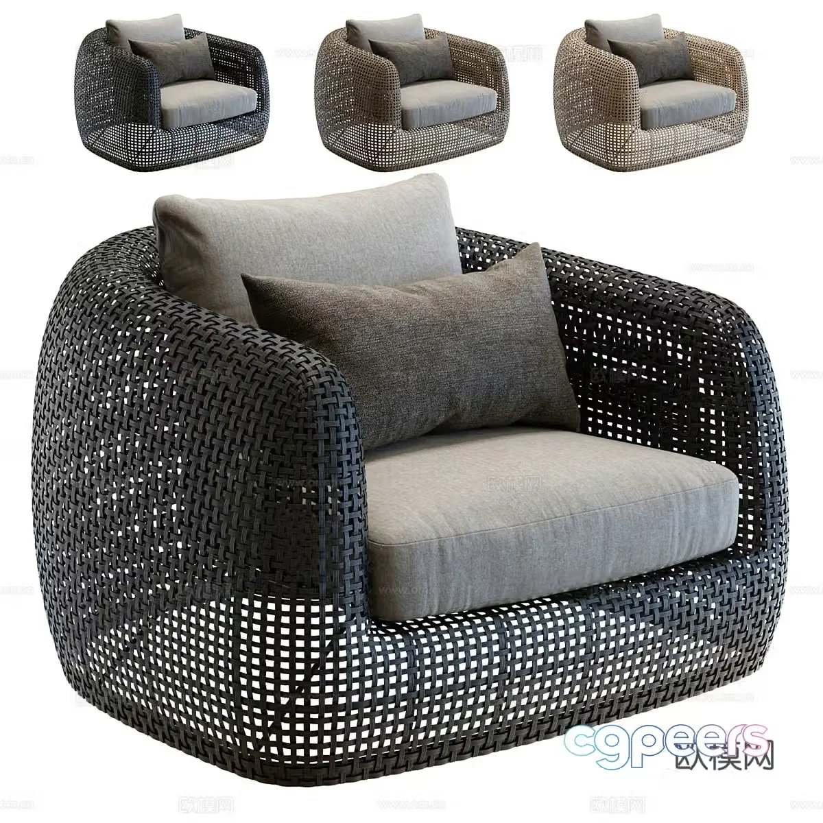 New Chinese Hardware Gemini Outdoor Leisure Sofa 3D Model