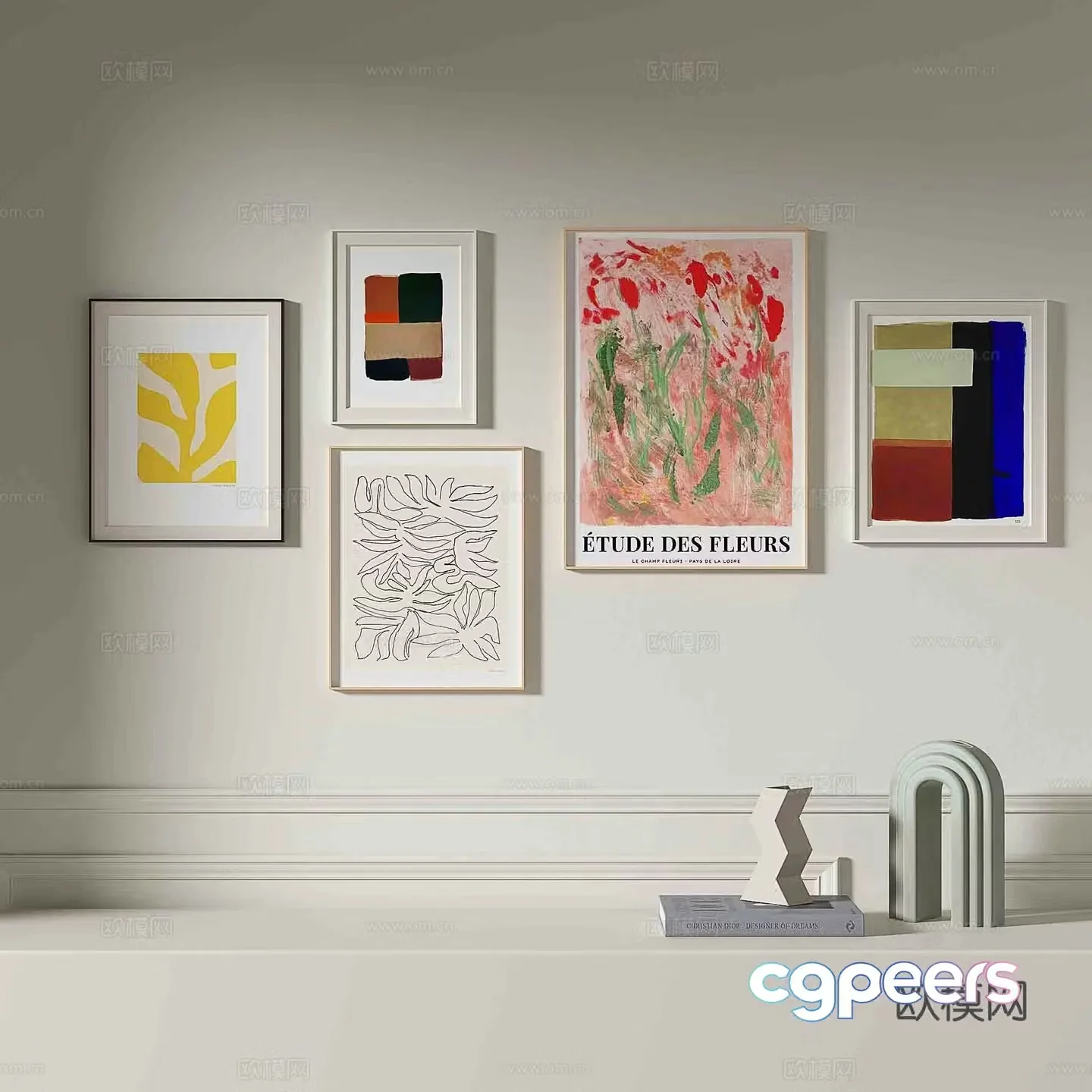 Modern abstract painting decorative painting 3d model