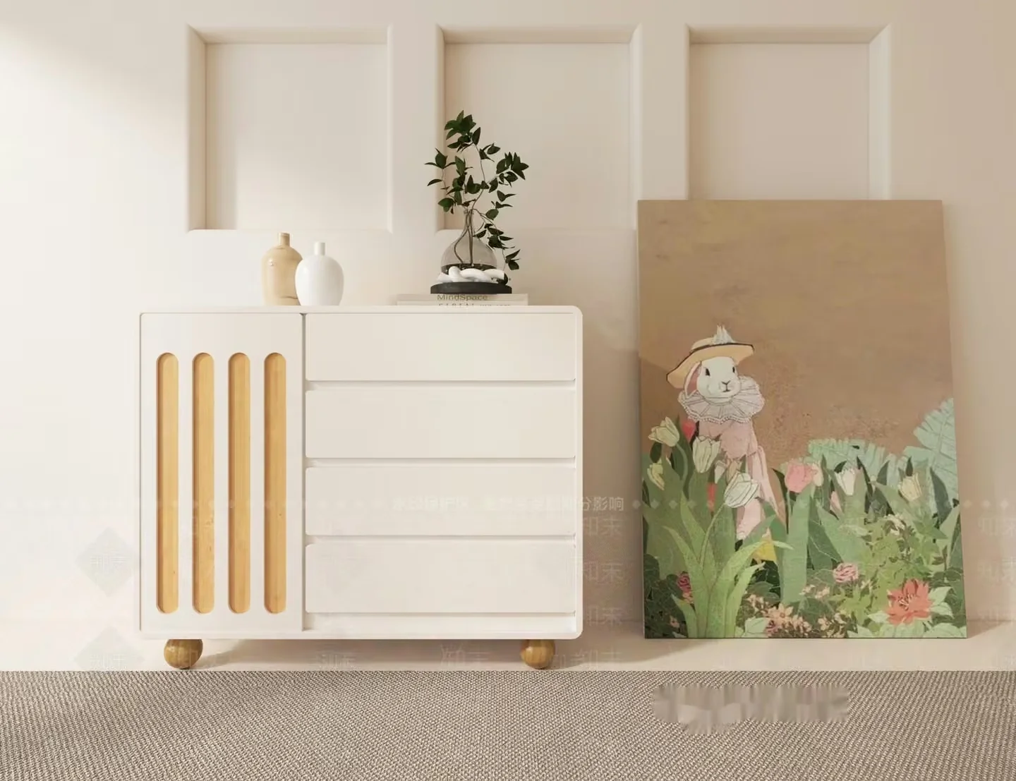 Modern White Dresser 3D Model – 1292 – VRAY Render