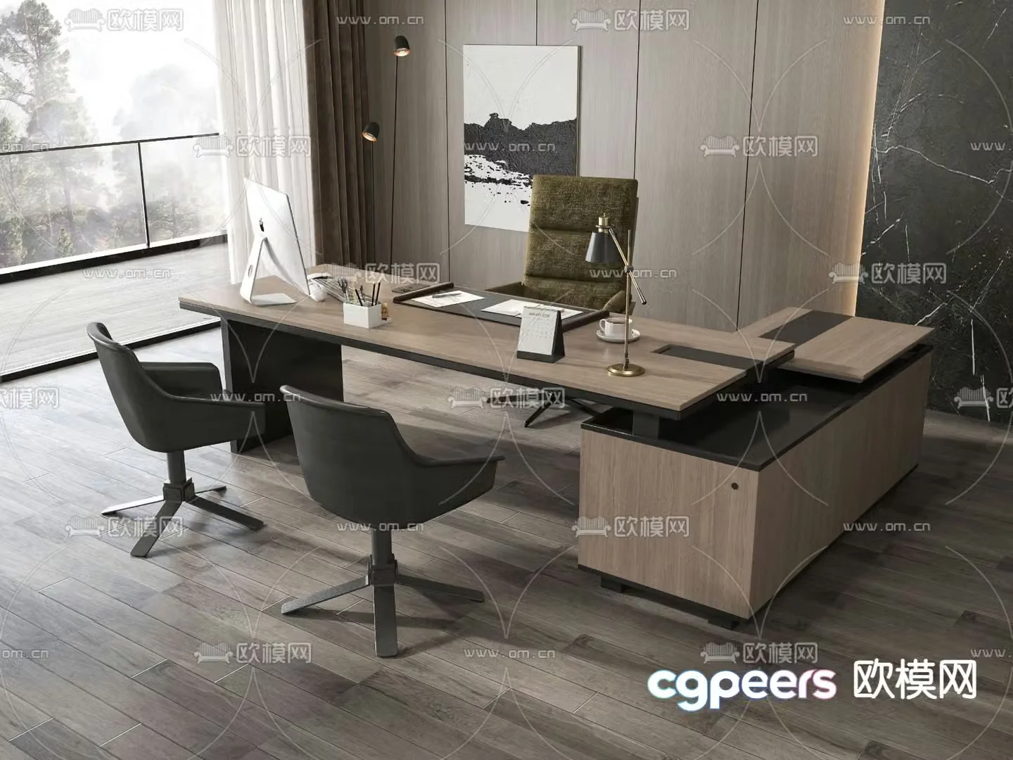 Desk table boss desk executive desk manager desk 3d model