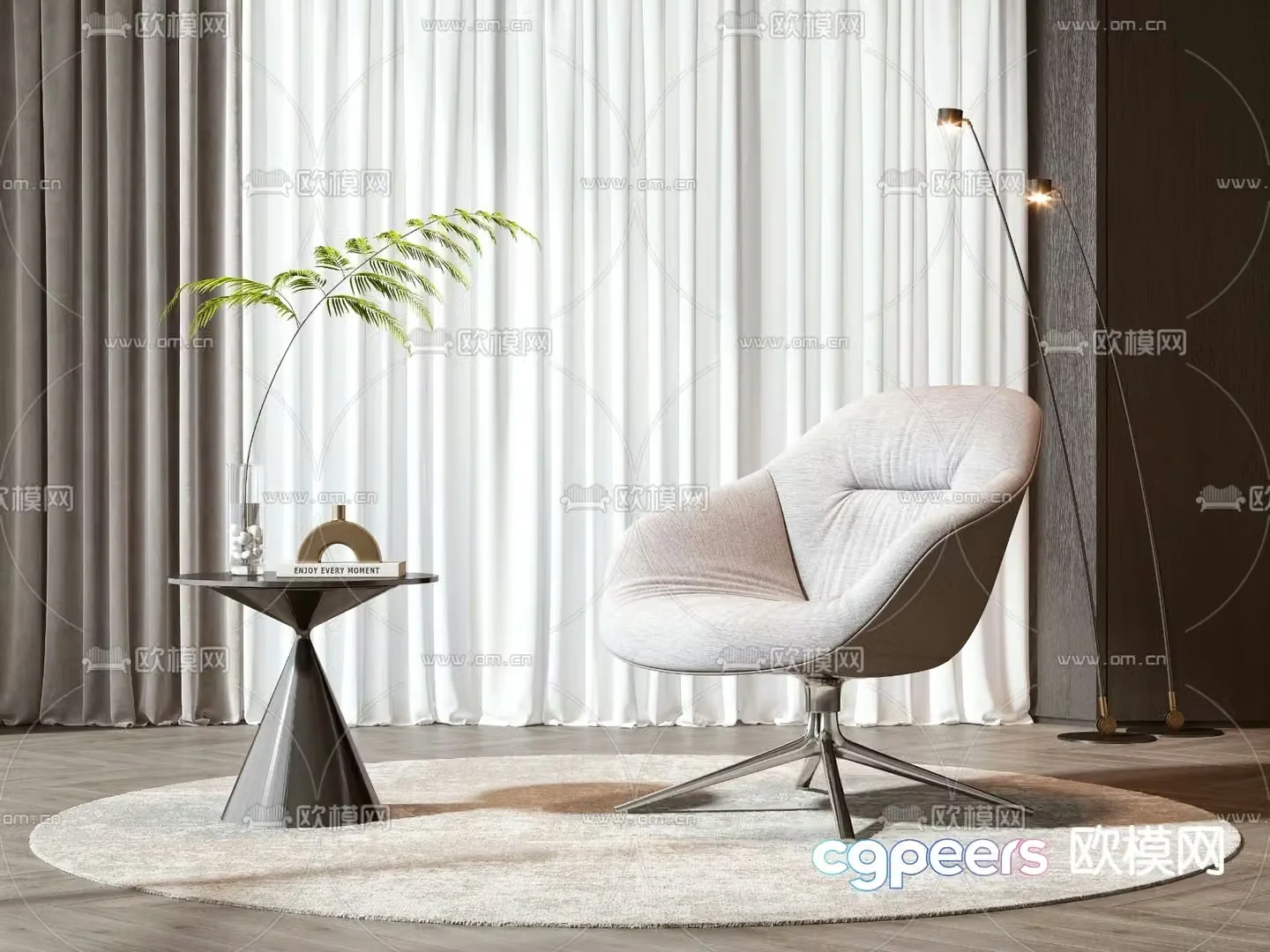 Modern leisure chair coffee table 3d model