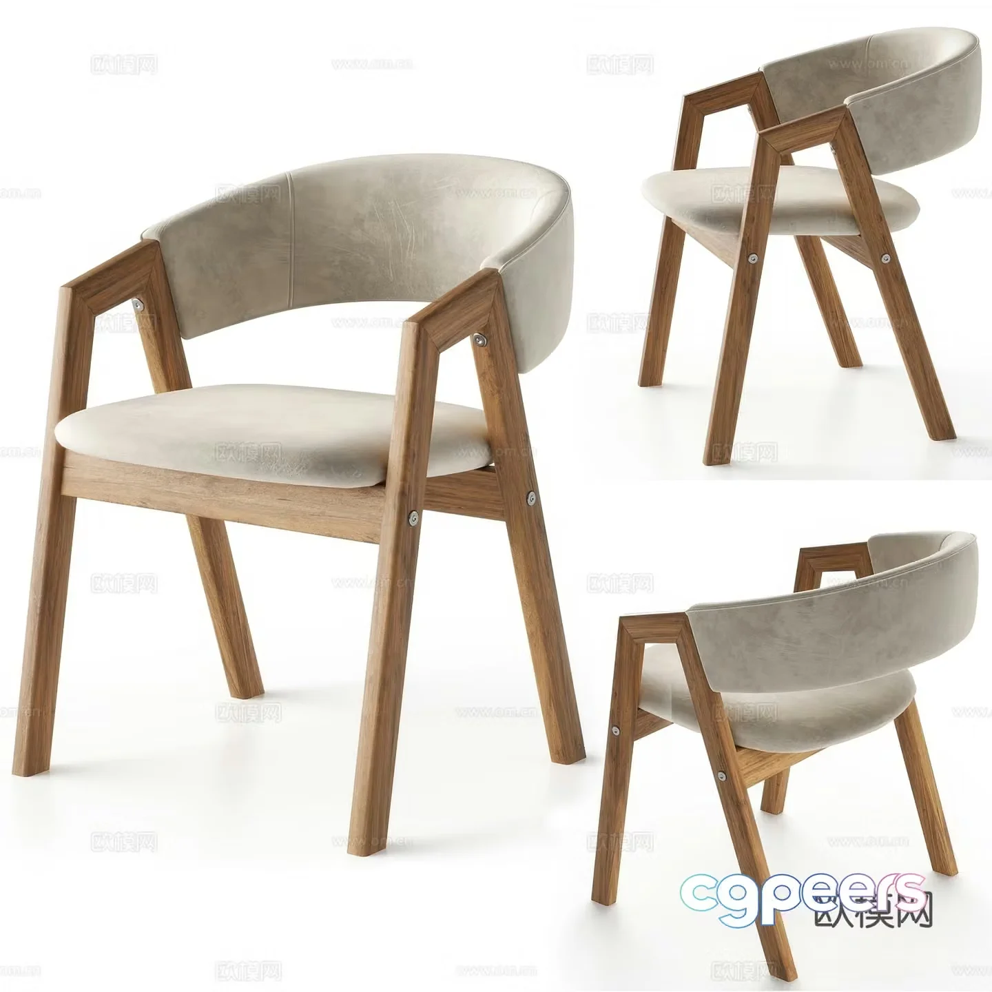 New Chinese style single chair dining chair armchair 3d model