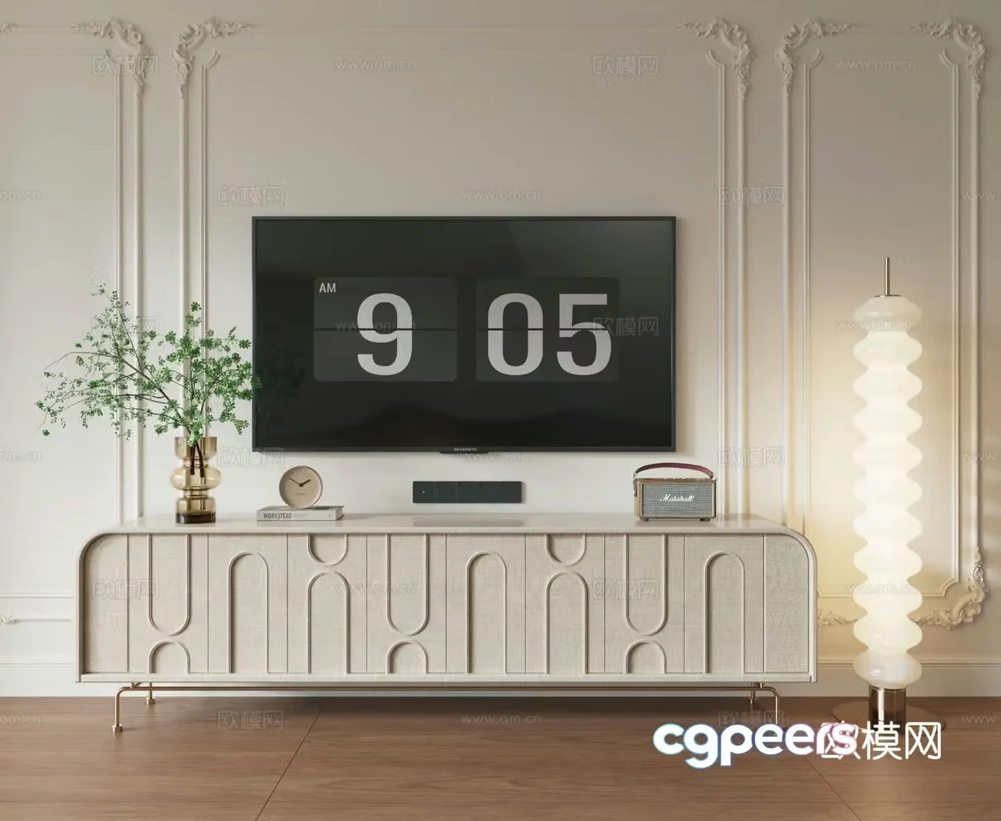 Cream style TV cabinet 3d model