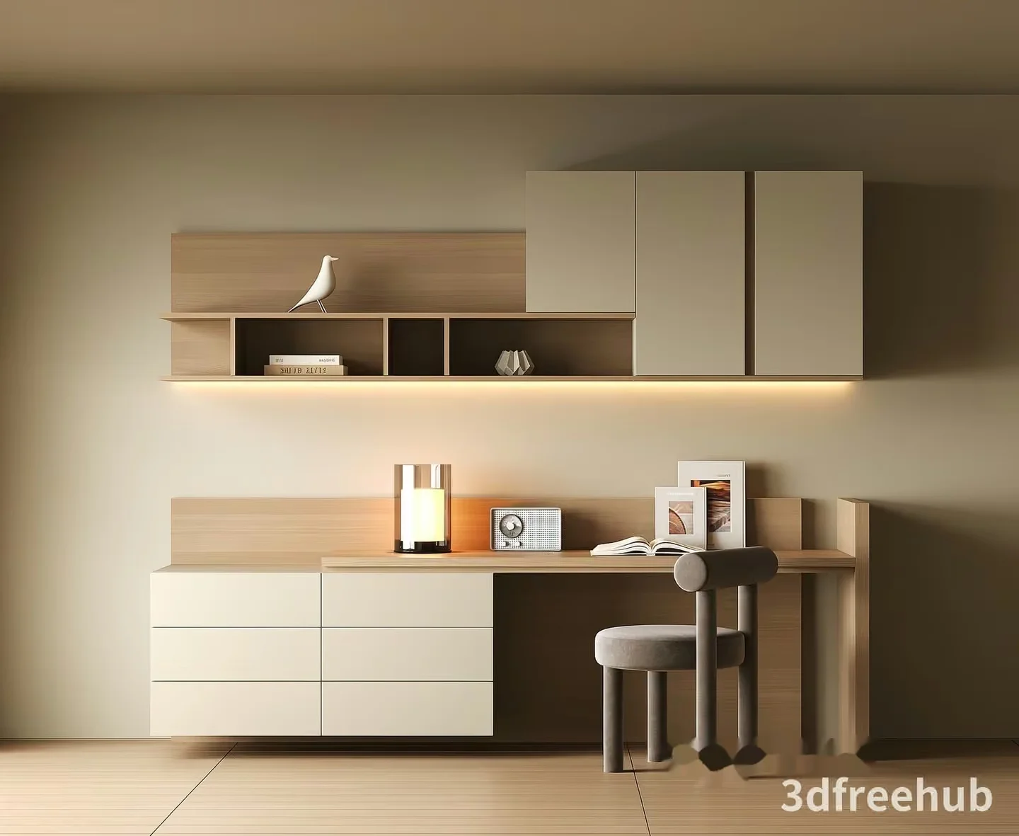 Modern Minimalist Desk Setup 3D Model – 21542 – VRAY Render