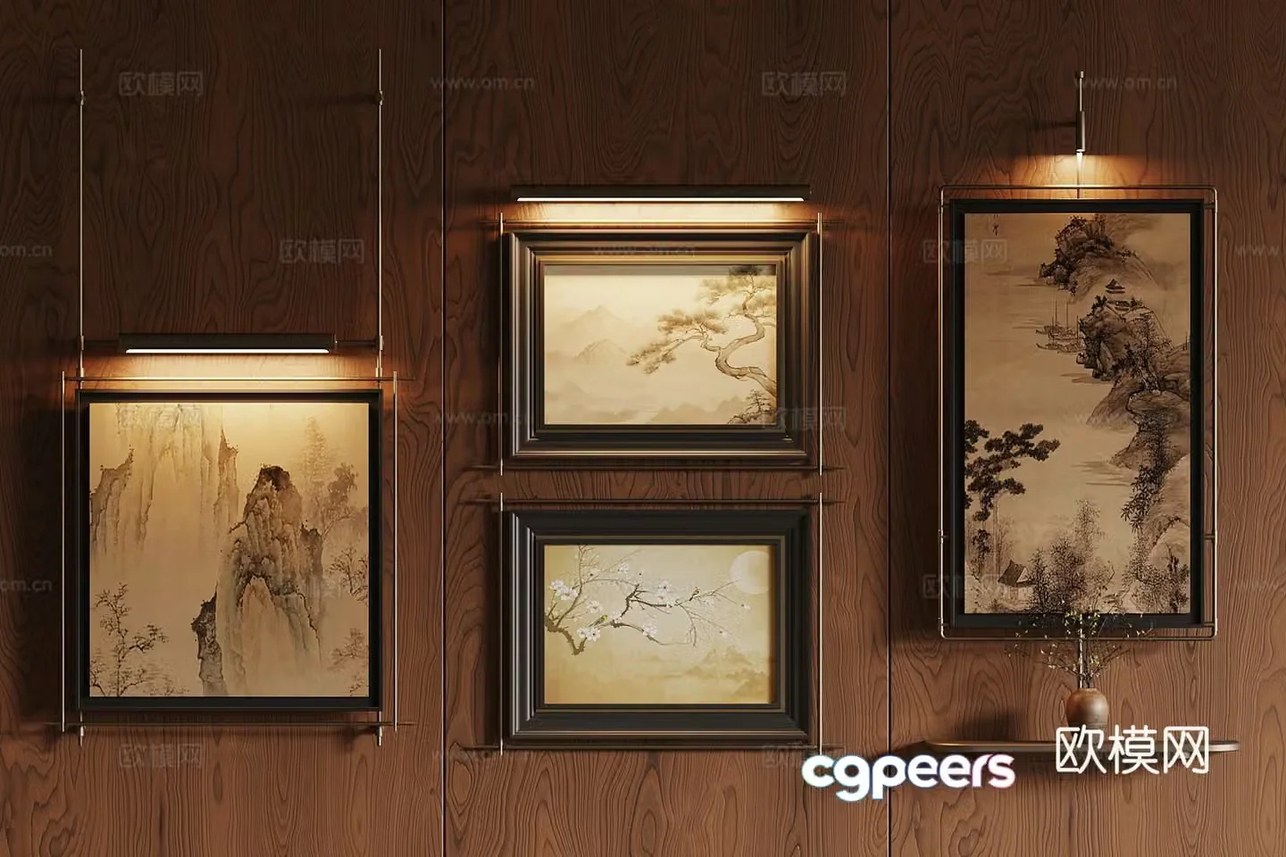 New Chinese style hanging paintings decorative paintings wall decorations 3D model