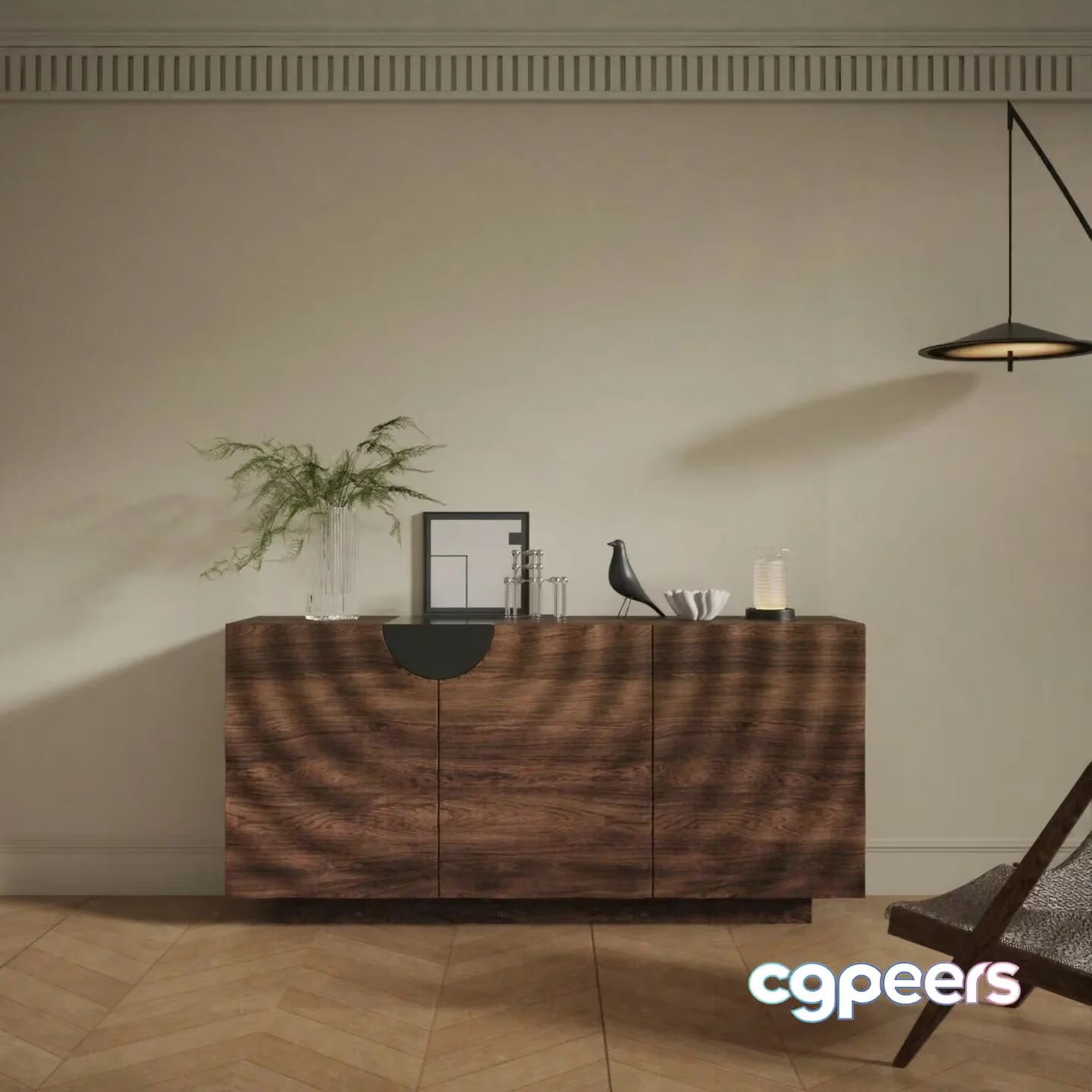 Modern Wooden Sideboard 3D Model – 9995 – VRAY Render