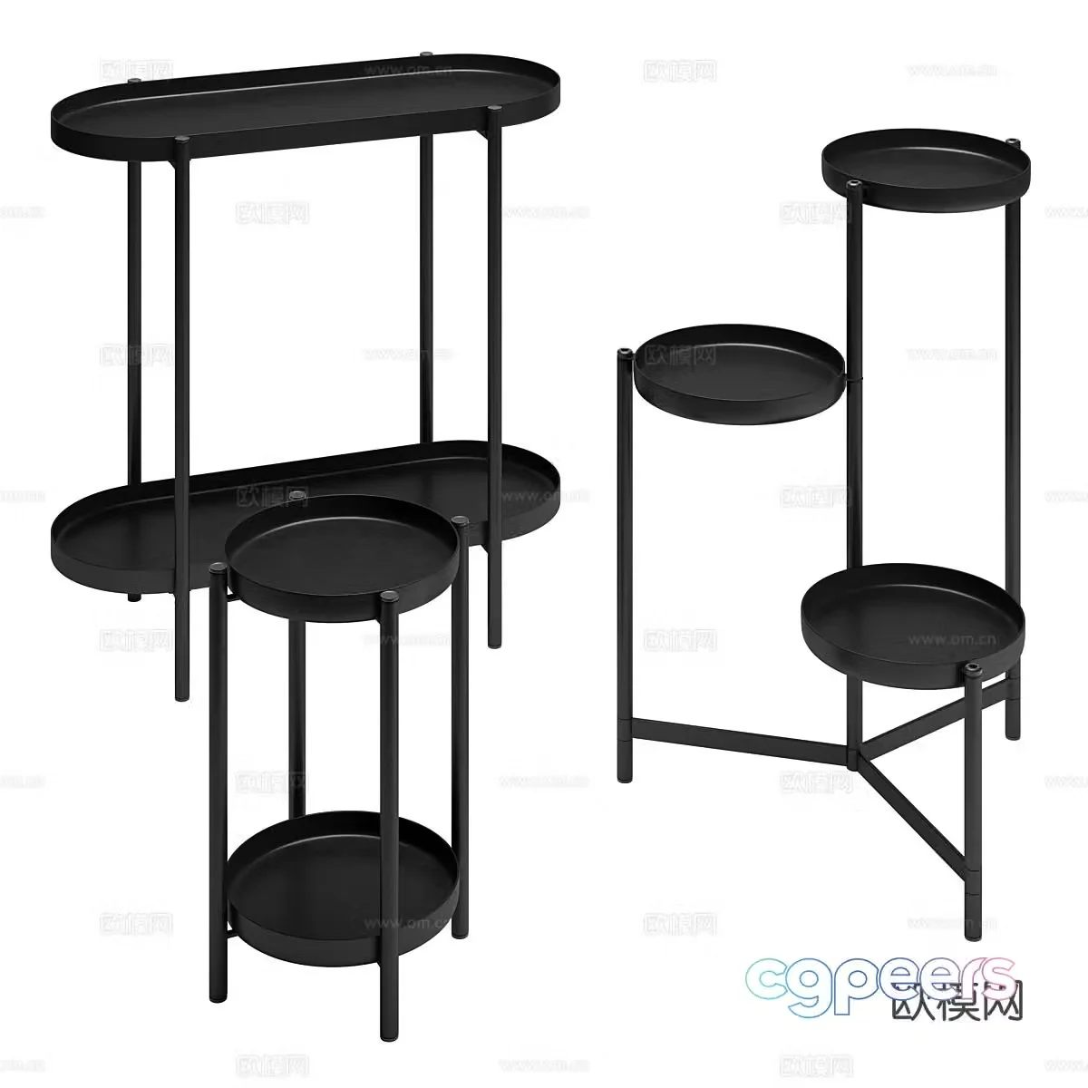 Black corner table side table shelf 3d model
