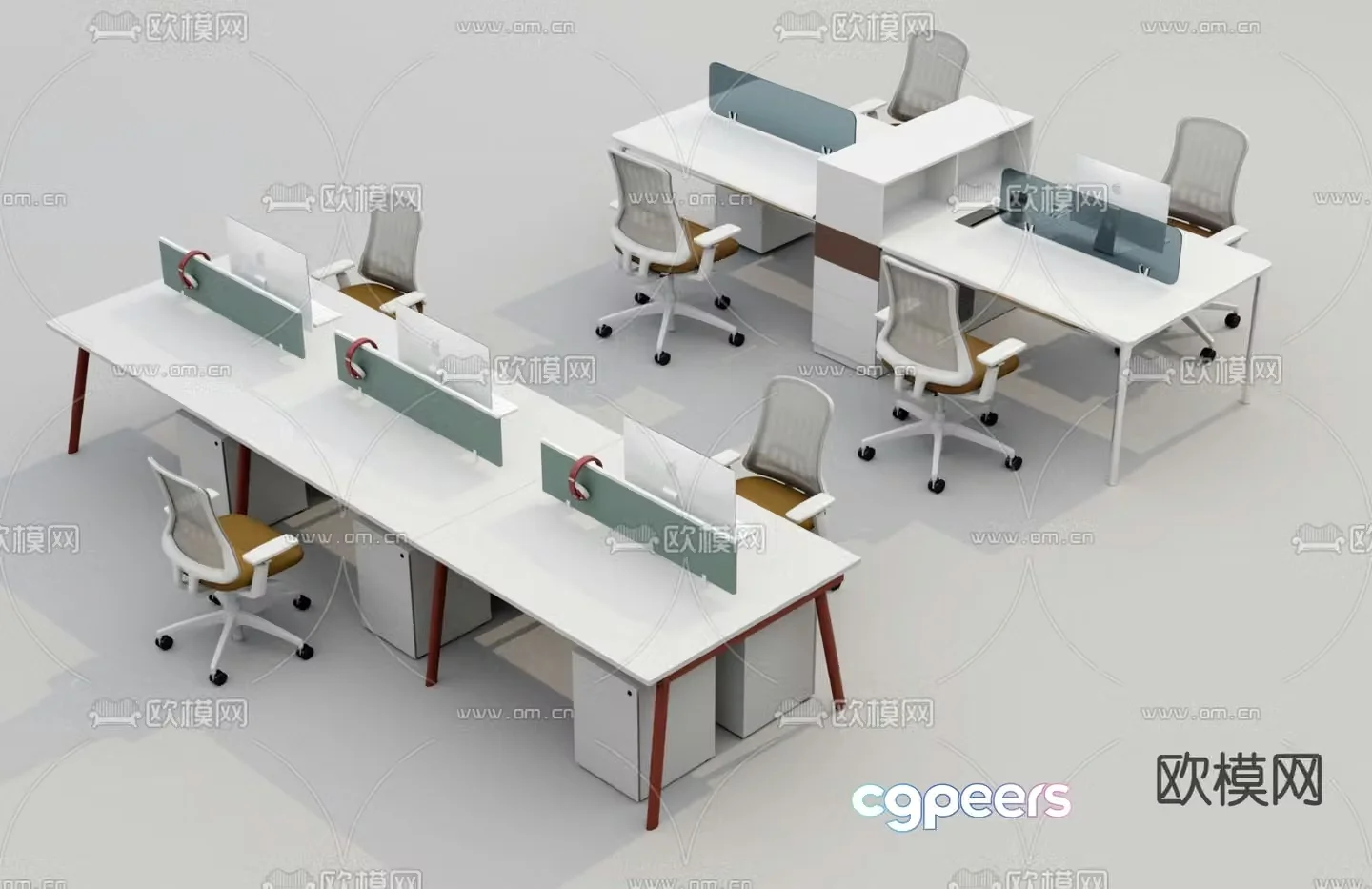 Card space desk work station staff station 3D model