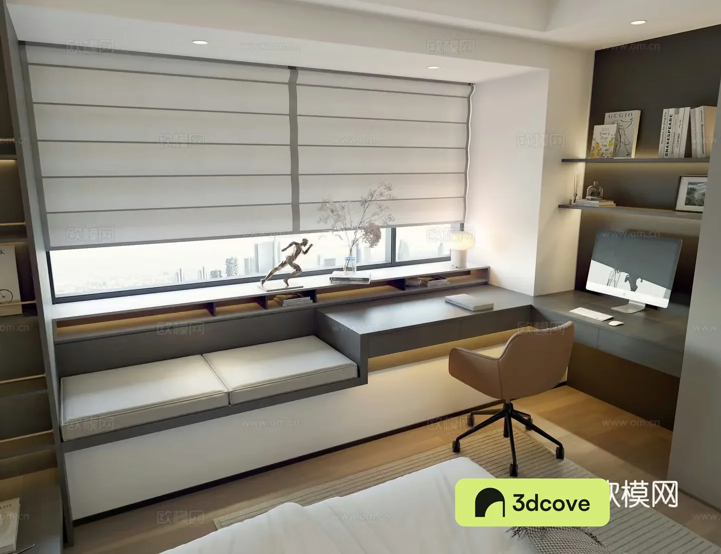 Modern bedroom study