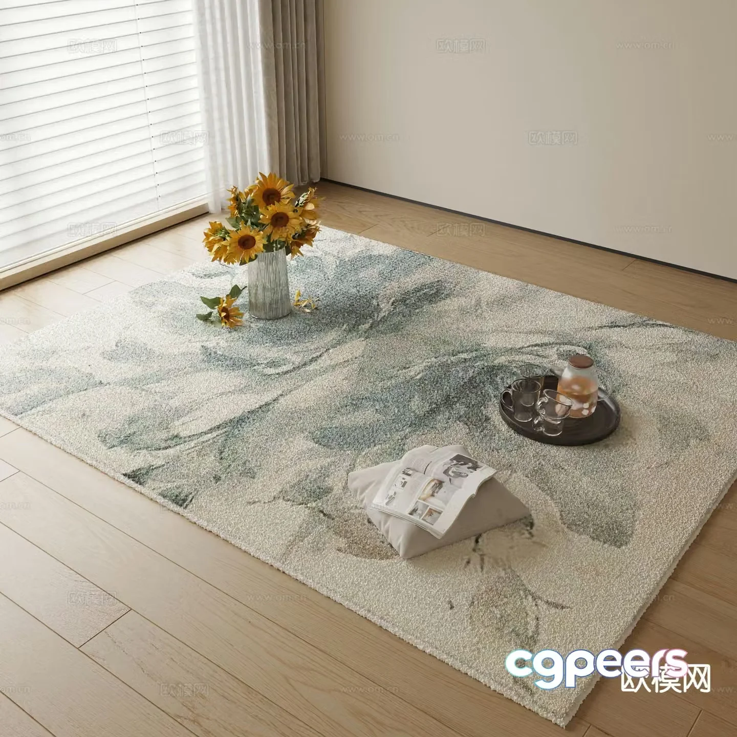 Modern carpet square rug 3d model
