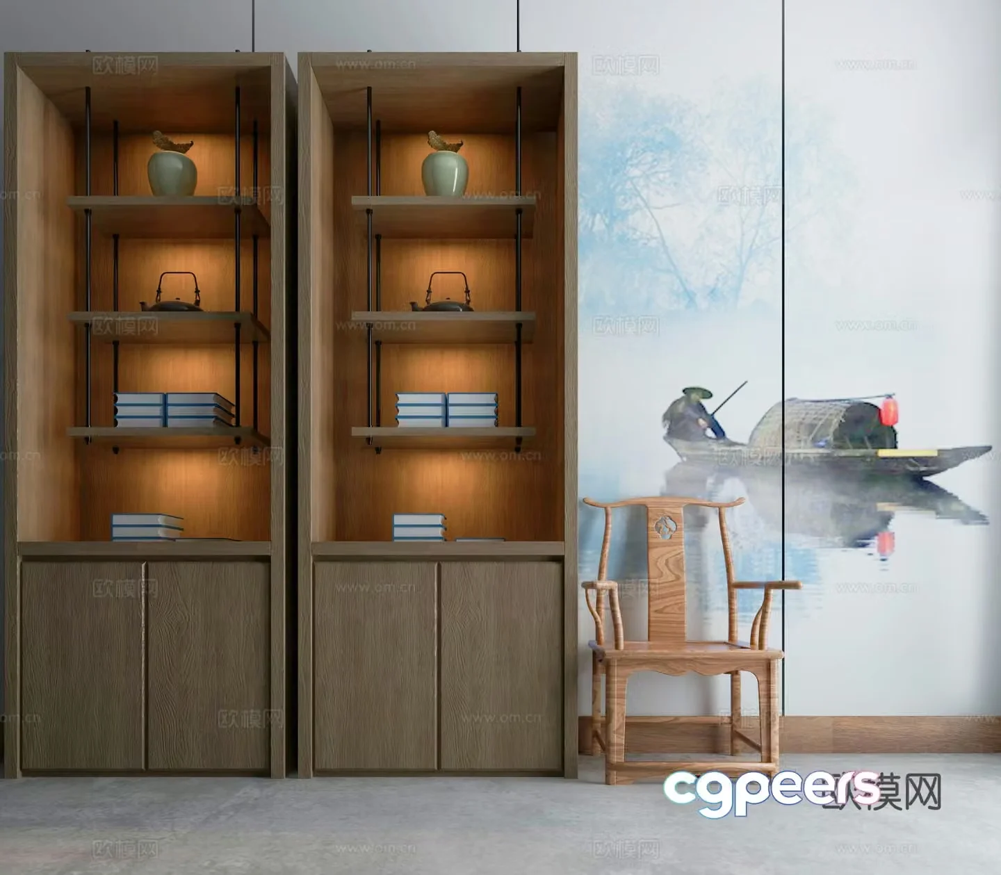 New Chinese style decorative cabinet combination 3D model