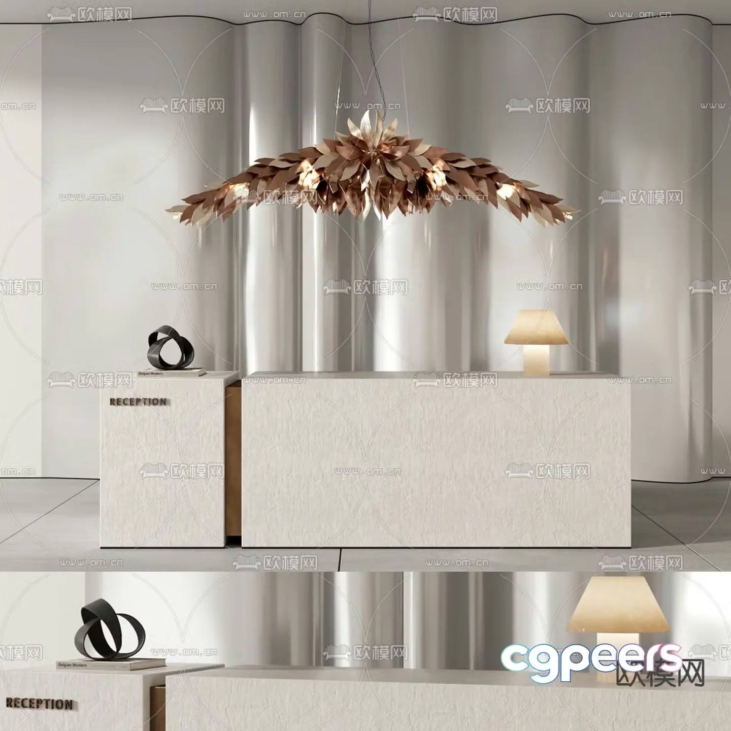 Modern front desk reception desk service desk 3d model