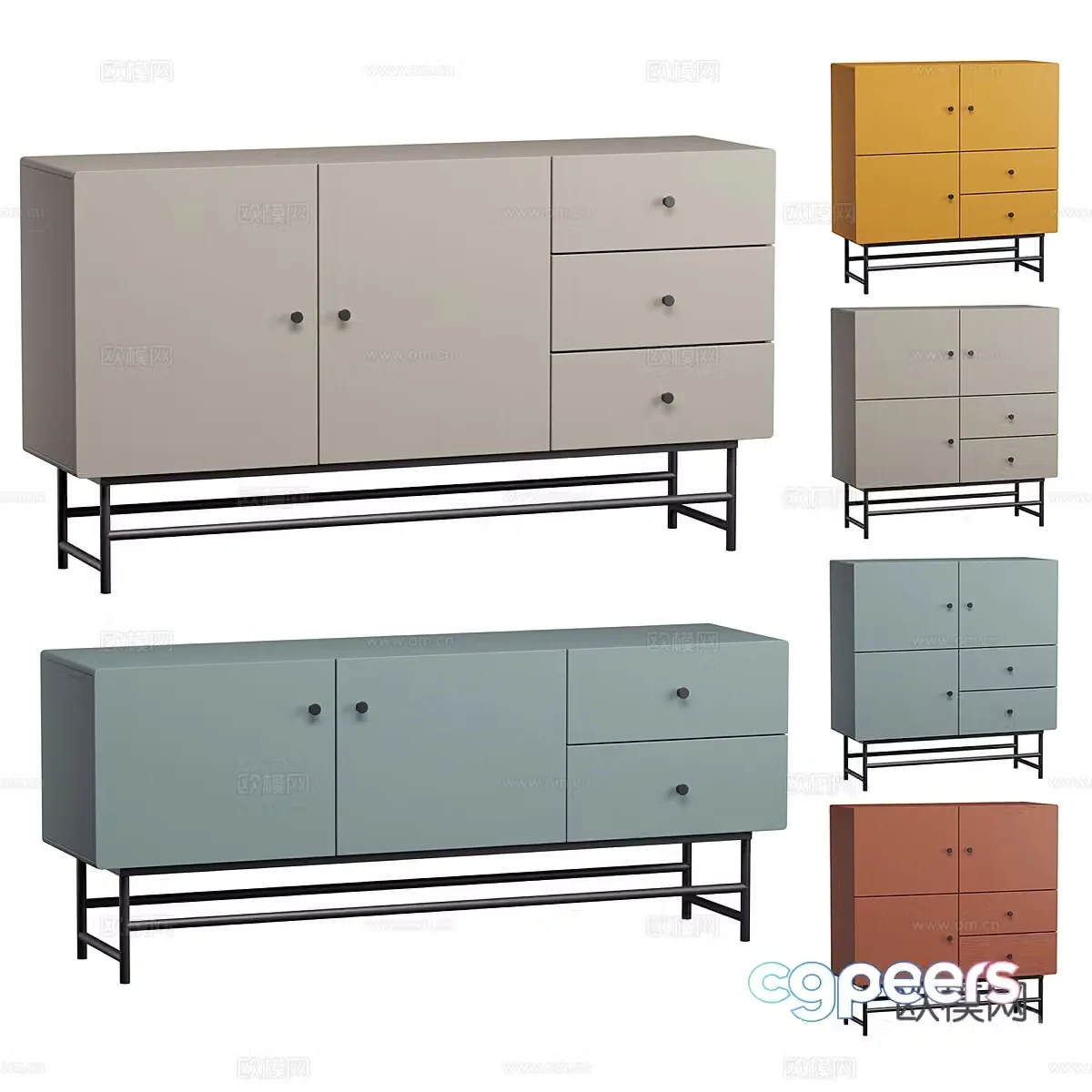 Modern minimalist chest of drawers side cabinets low cabinet TV cabinet 3d model