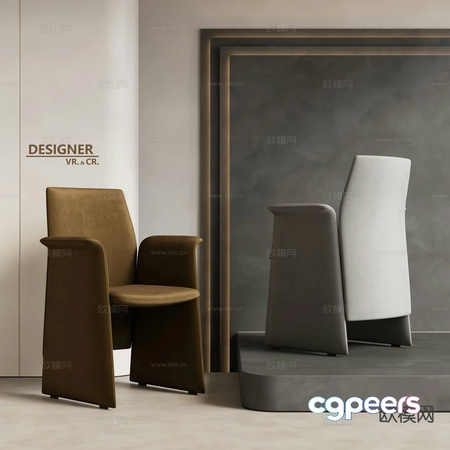 Modern dining chair fabric chair single chair 3d model