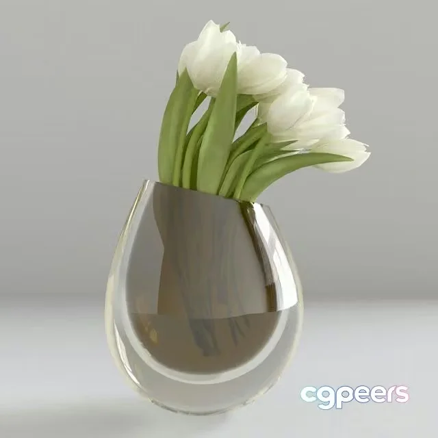3ds Max Free – White tulips in a vase