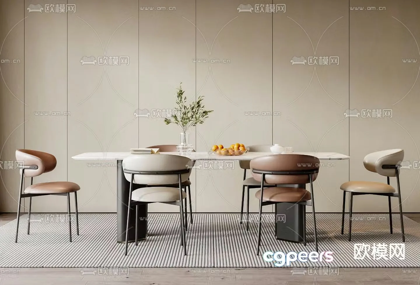 Dining table and chair 3d model