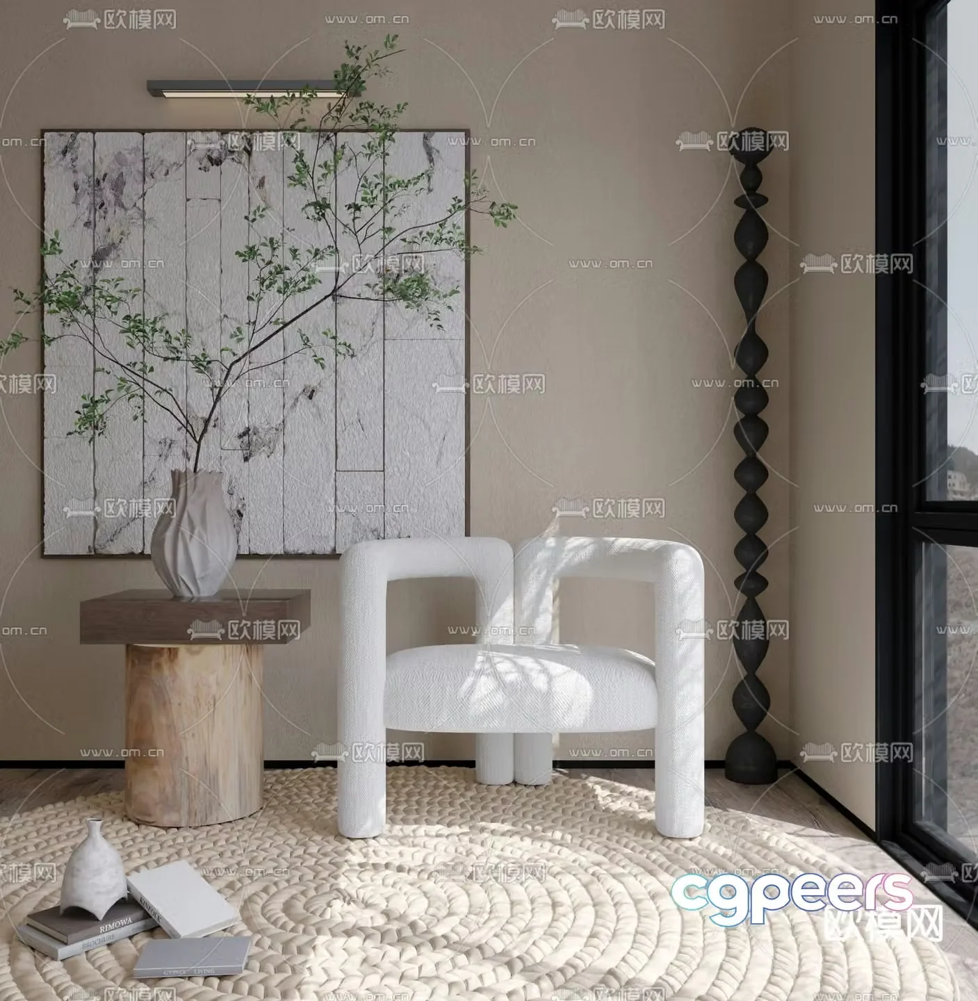 Wabi-sabi sofa chair leisure chair 3d model