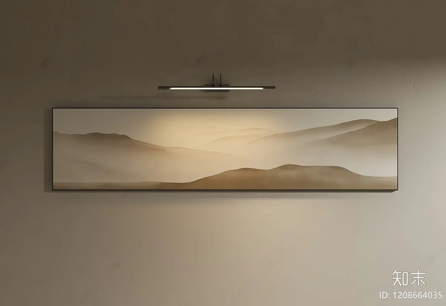 A Light Fixture On A Wall With A Desert Landscape Painting 3D Model – 213 – VRAY Render