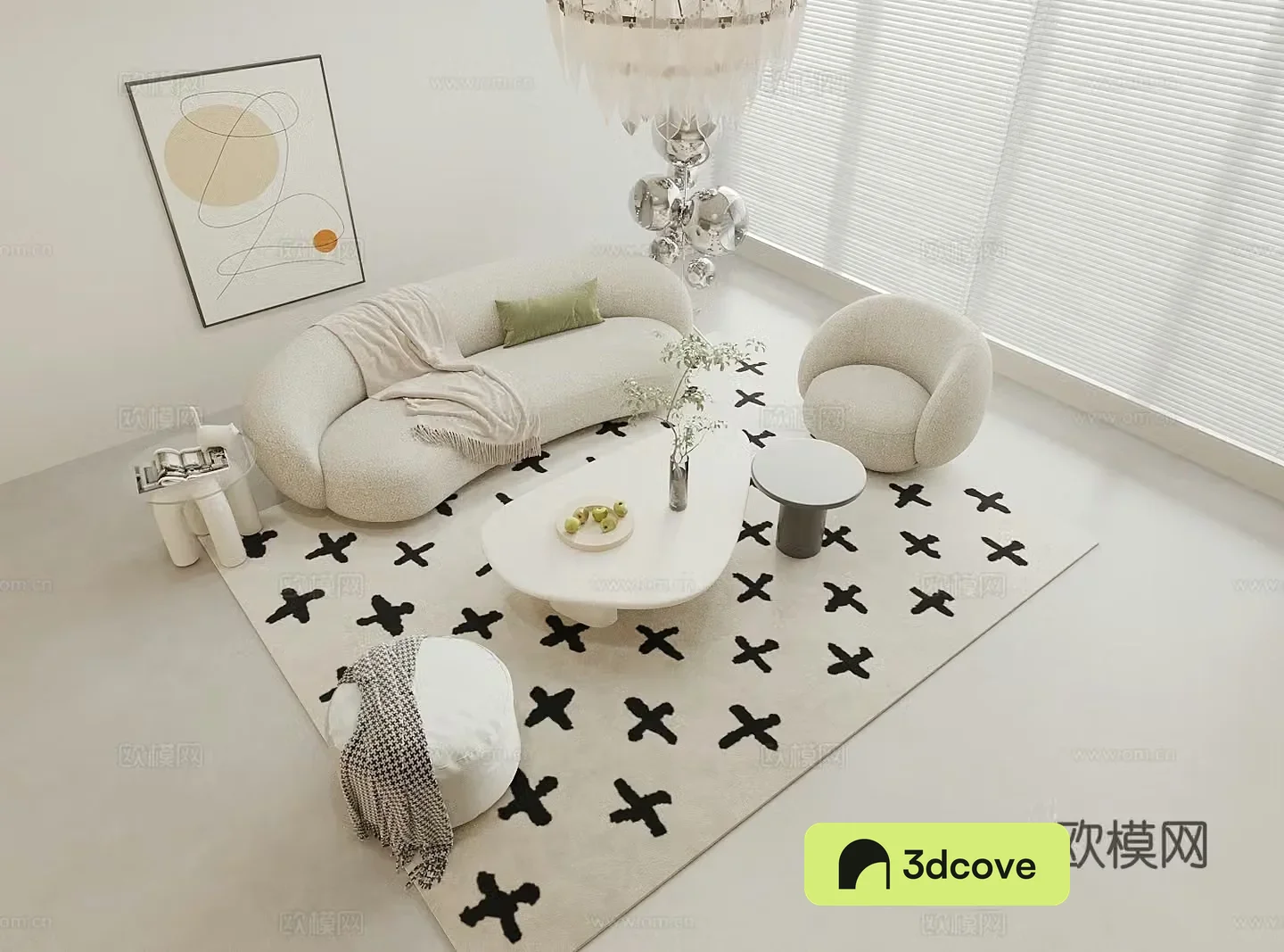Modern cream style sofa tea table combination caterpillar sofa casual sofa coffee table side table