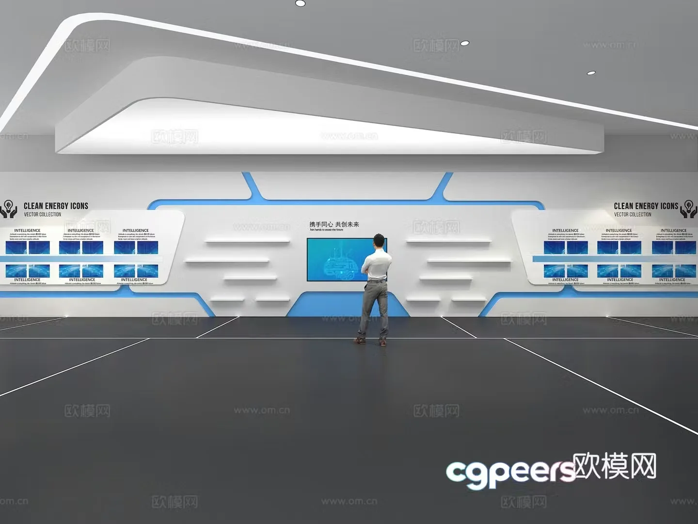 Cultural wall Corporate culture wall Display wall Theme wall Exhibition hall Campus culture Corridor 3D model