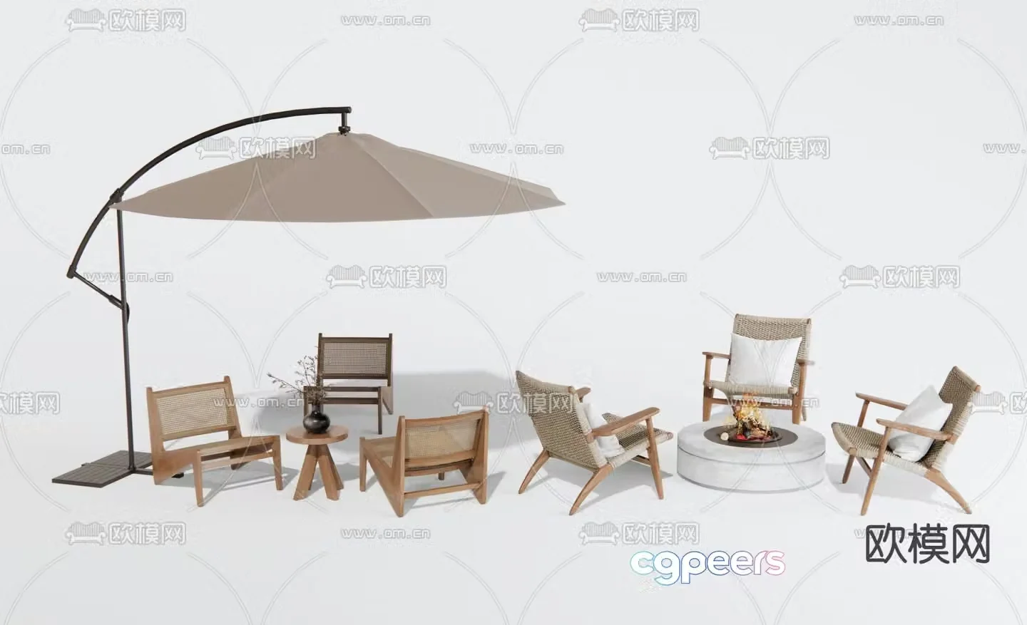 Outdoor chair leisure chair parasol 3d model