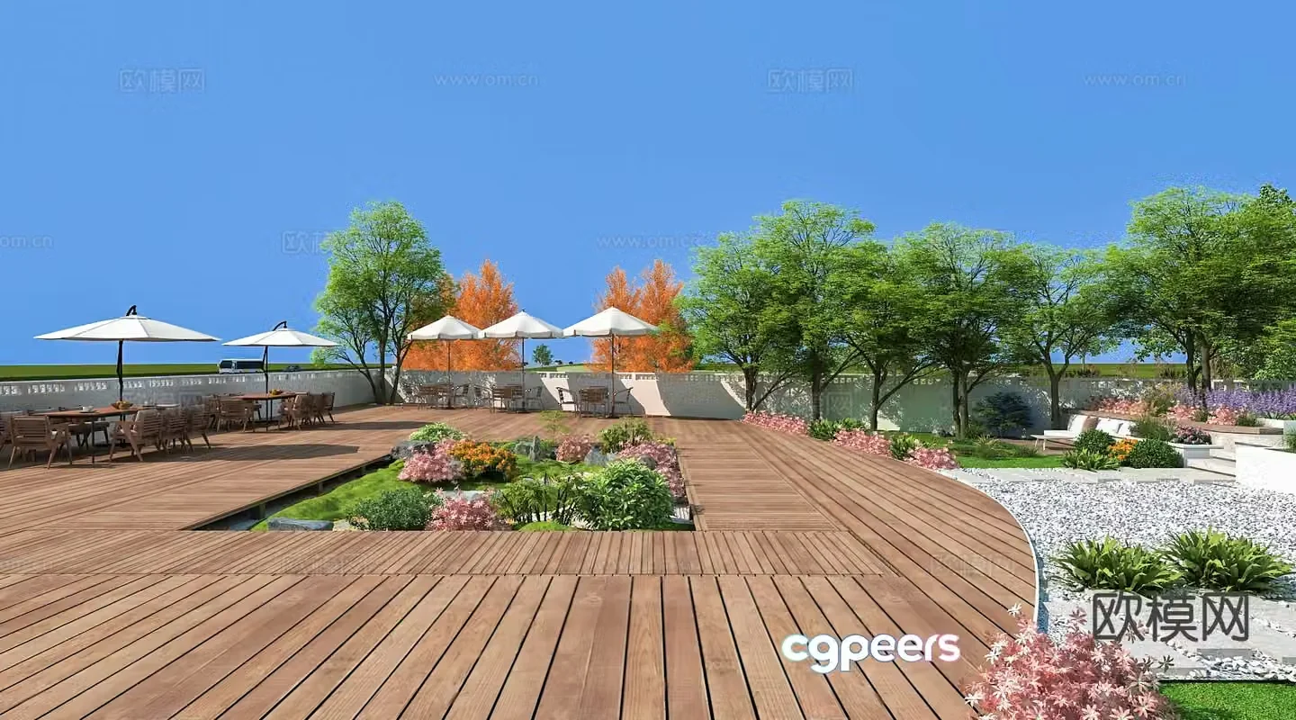 Square park landscape 3d model