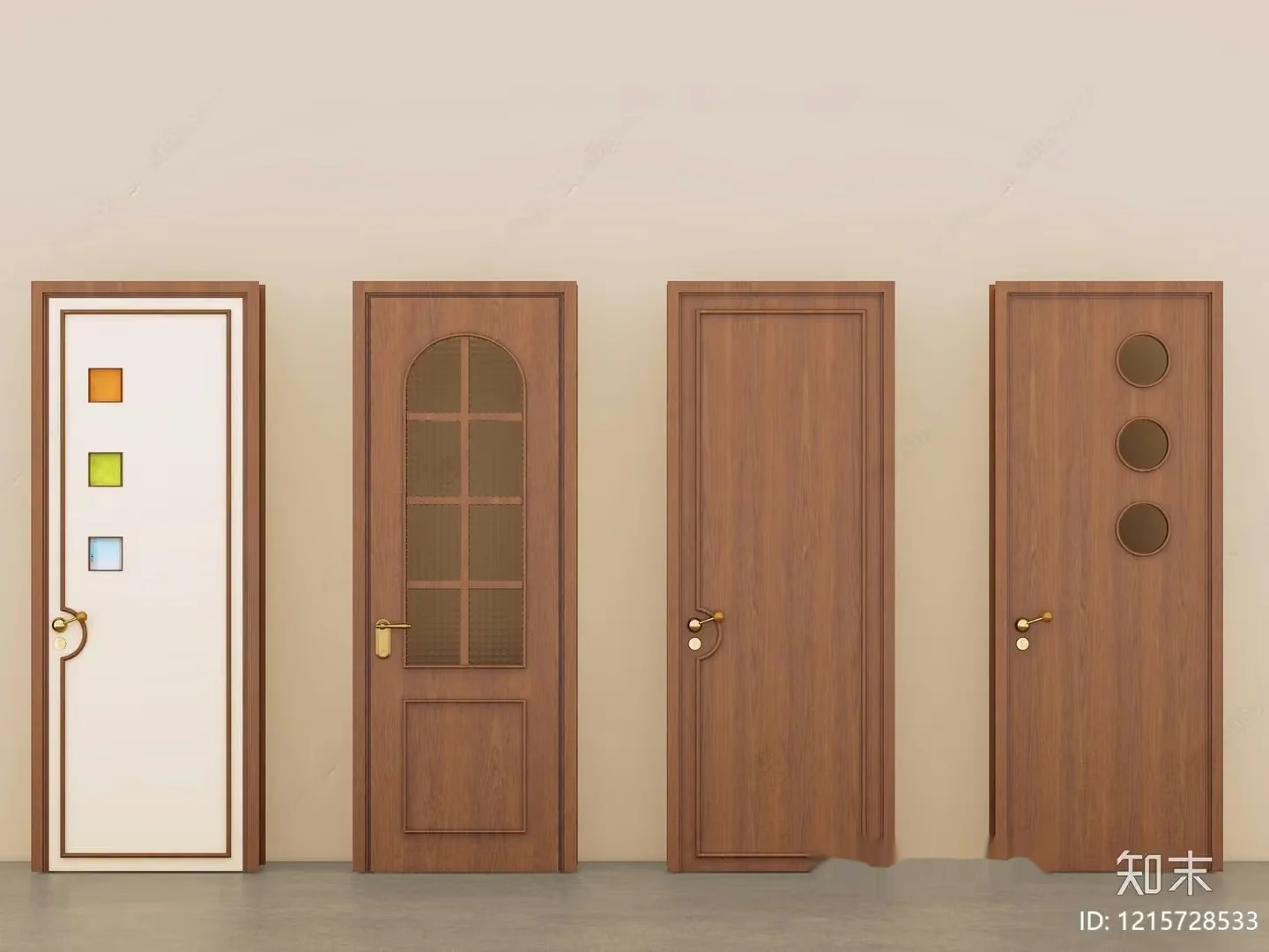 Four Wooden Doors 3D Model – 14564 – VRAY Render