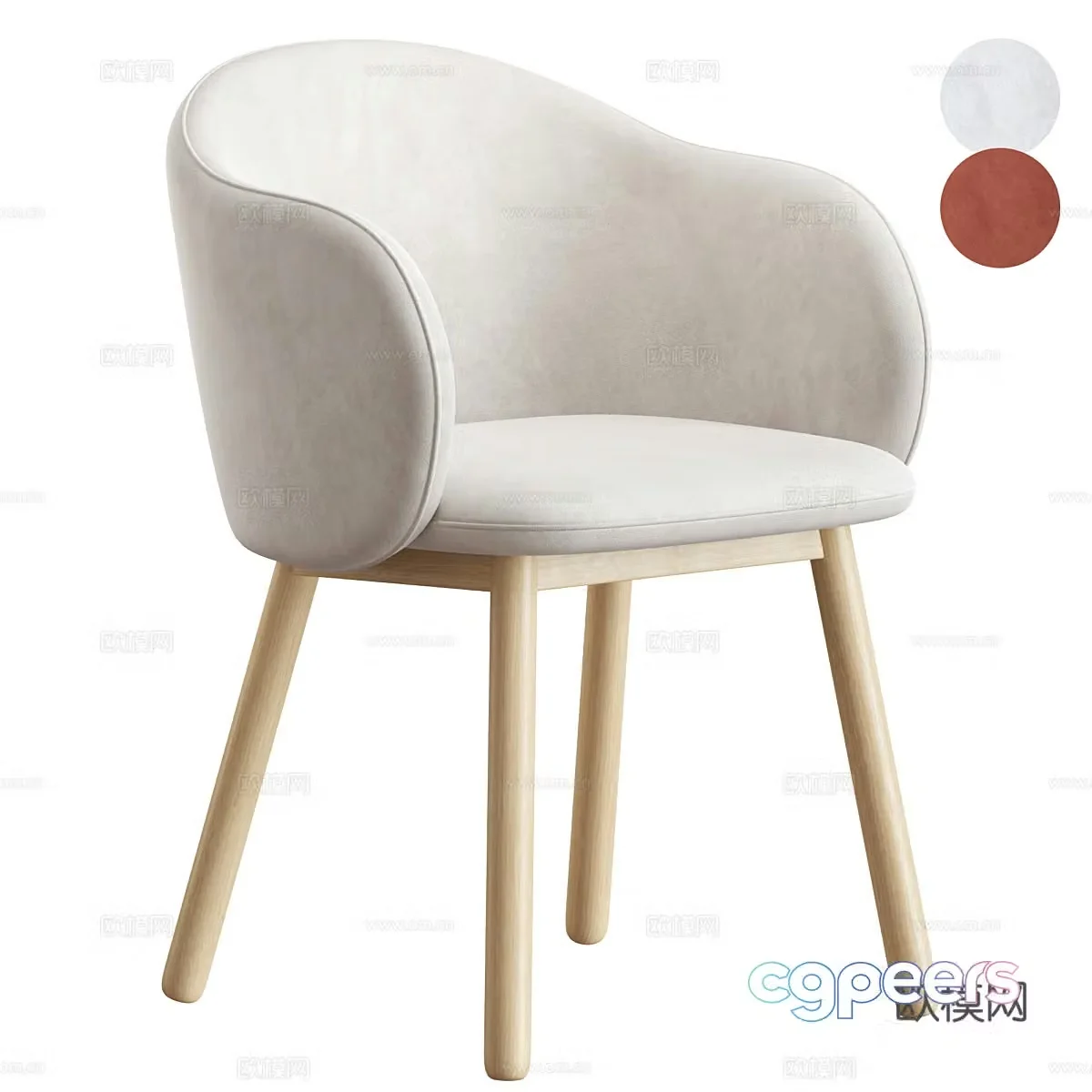 Modern Cream Lover Artu Chair 3d Model