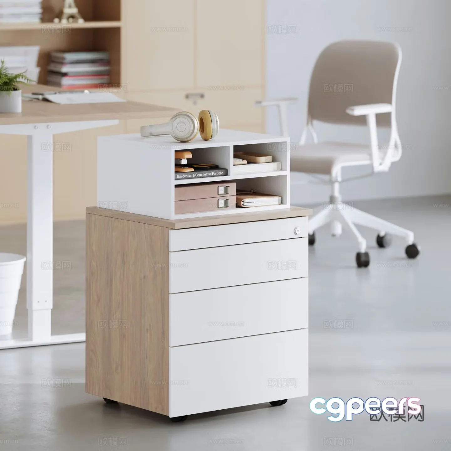 Modern file cabinet 3D model 3D model