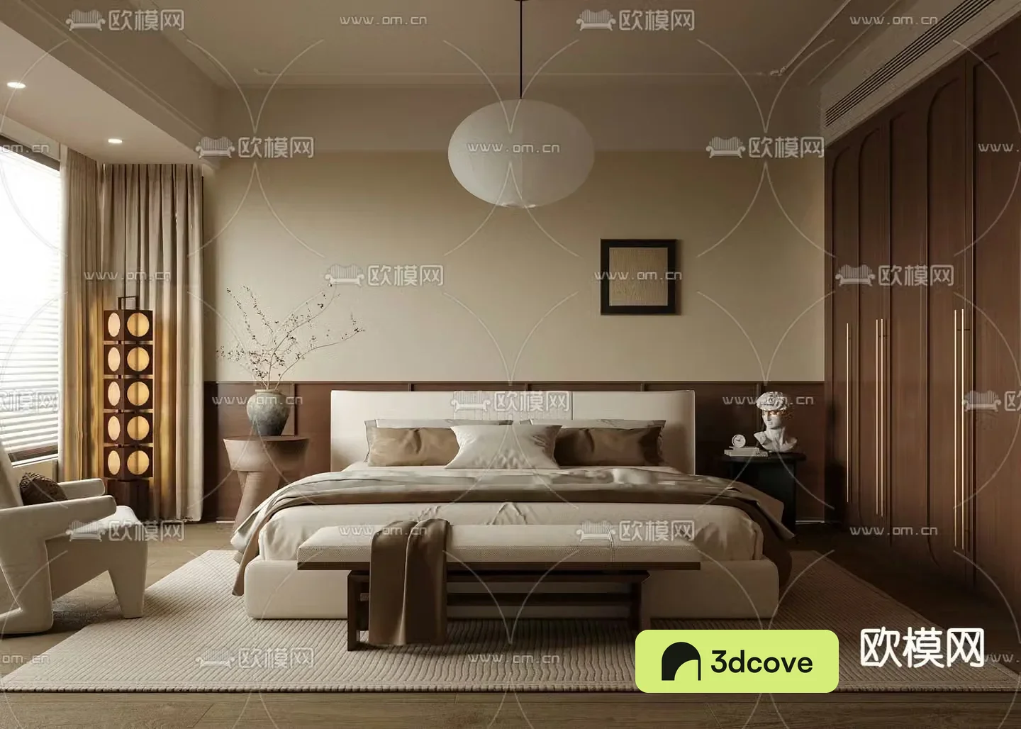 Middle style bedroom master bedroom 3D model