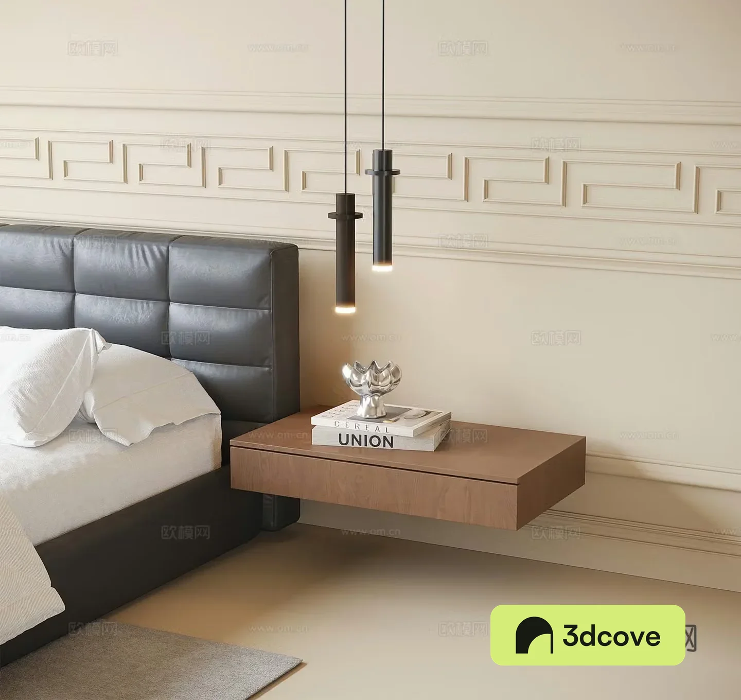 Modern bedside chandeliers suspended bedside table