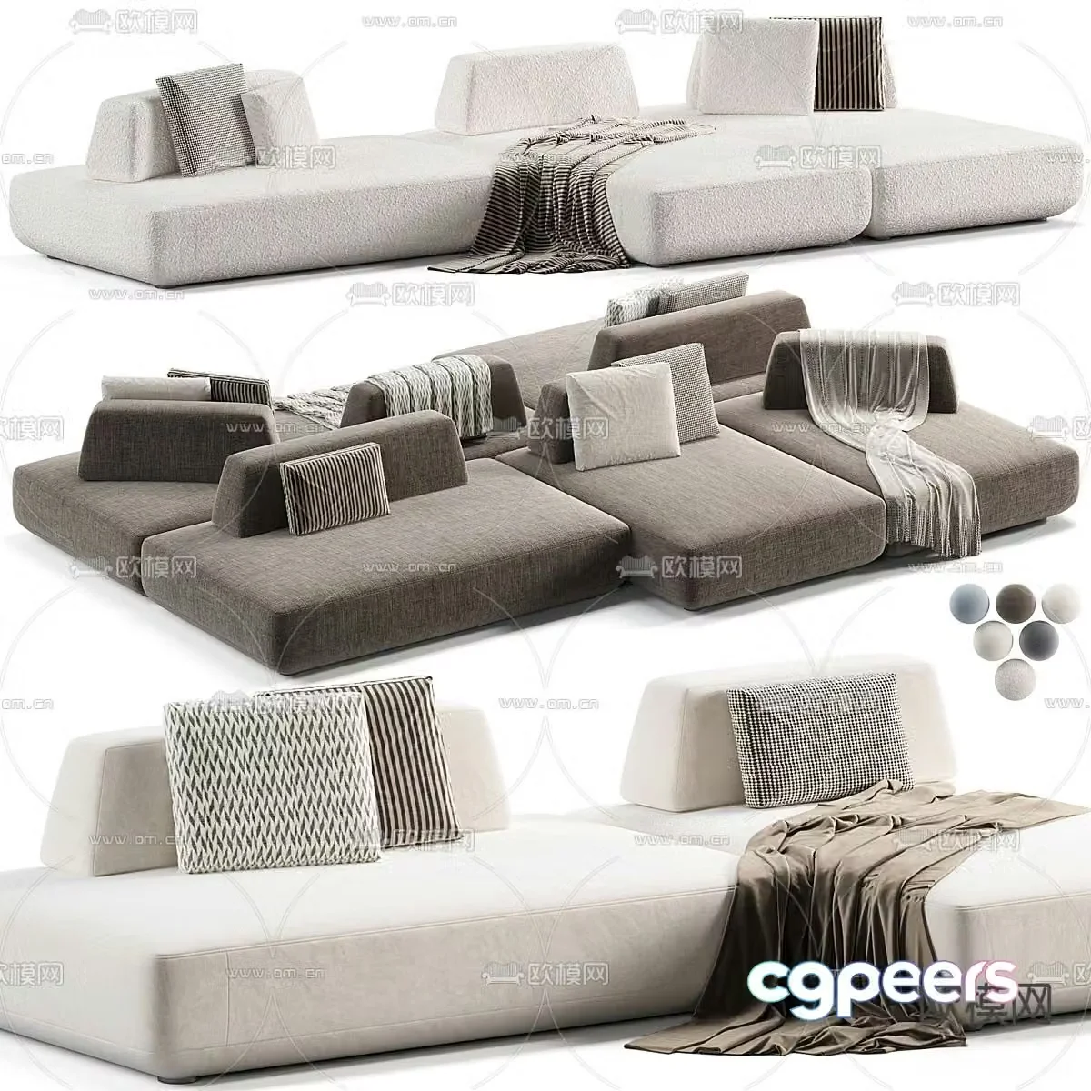 Modular sofa multi-person sofa 3d model