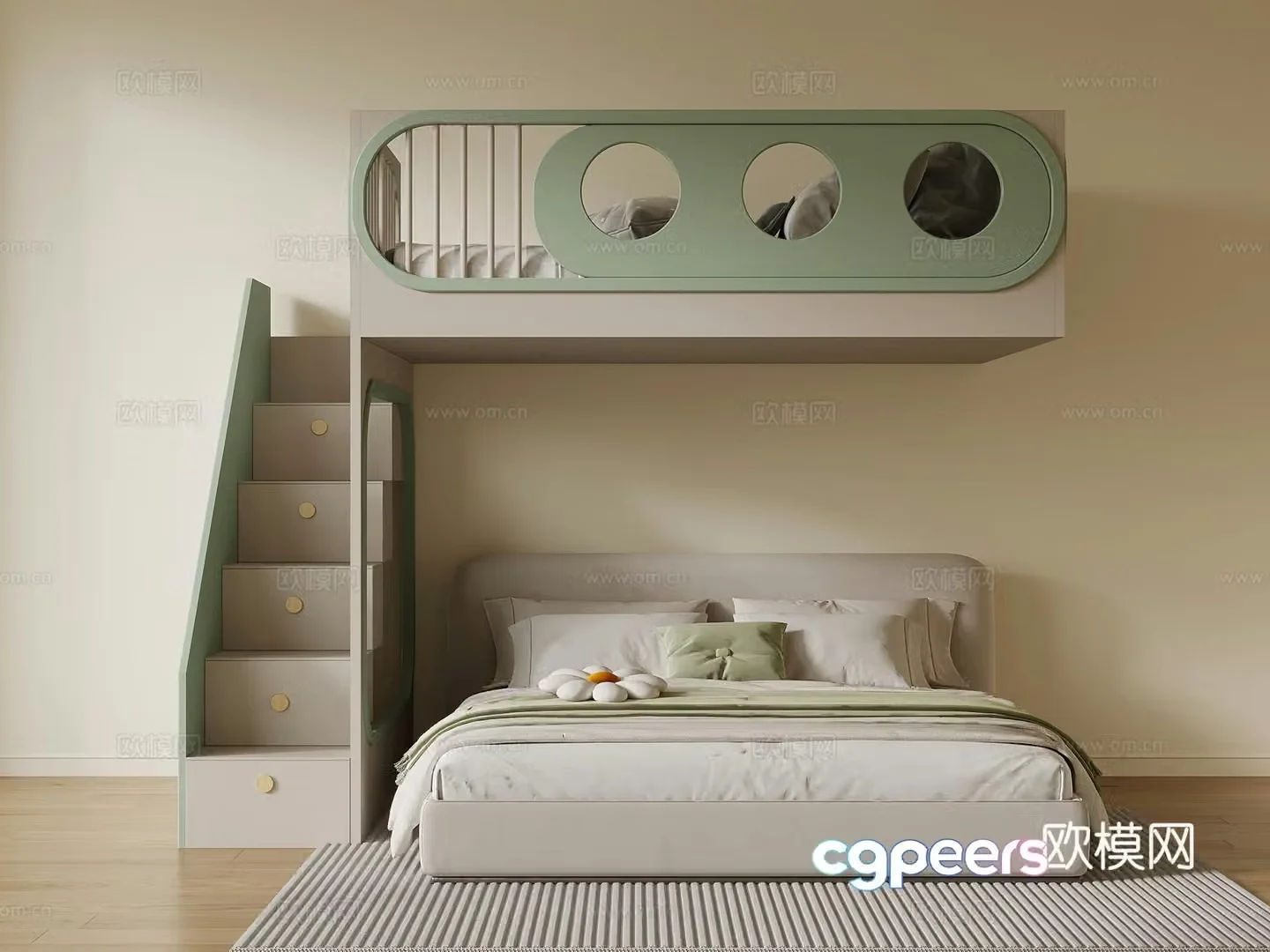 Modern bed and bed children’s bed 3d model