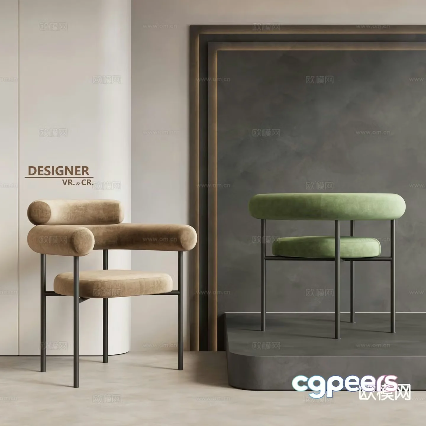 Modern leisure chair single chair dining chair 3d model